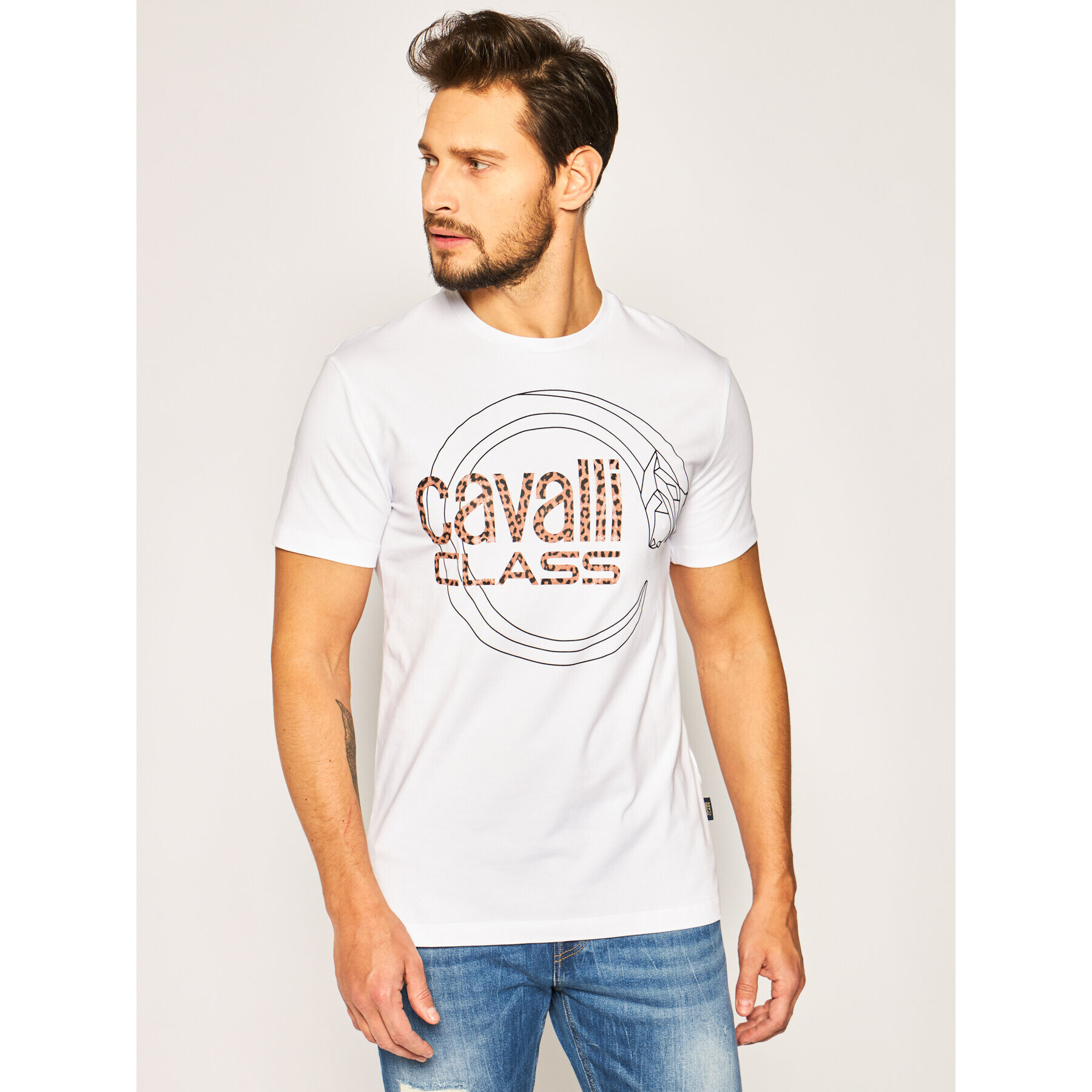 Cavalli Class Тишърт B3JVB705 Бял Regular Fit - Pepit.bg