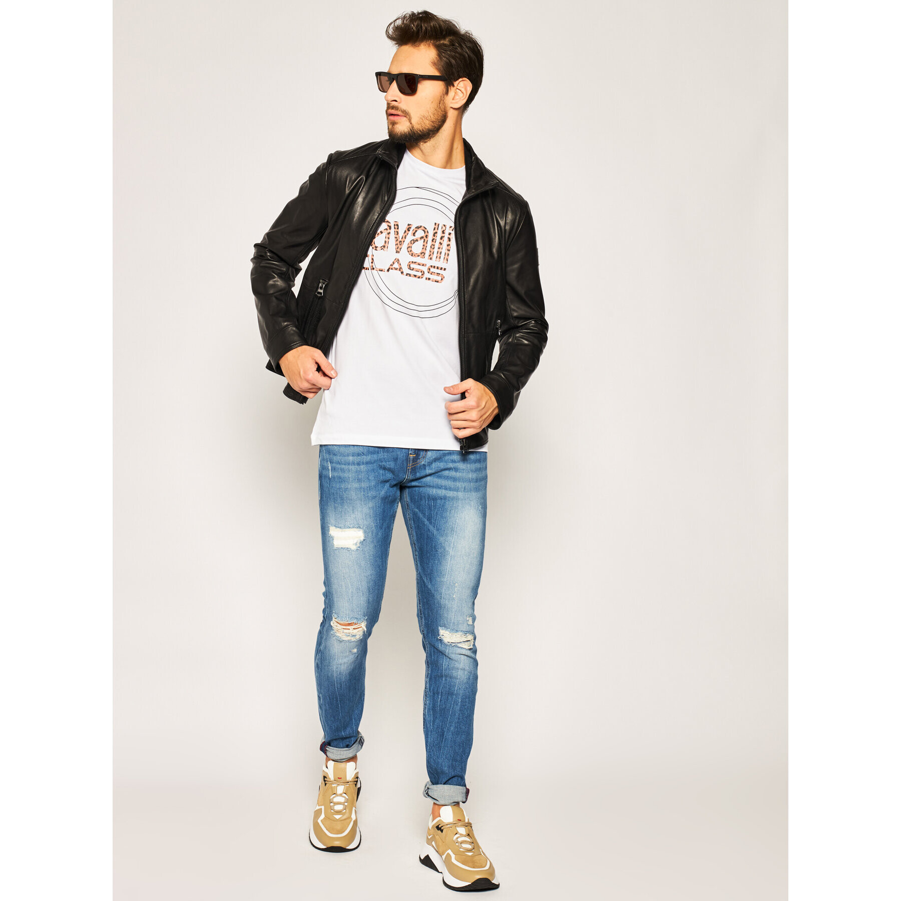 Cavalli Class Тишърт B3JVB705 Бял Regular Fit - Pepit.bg