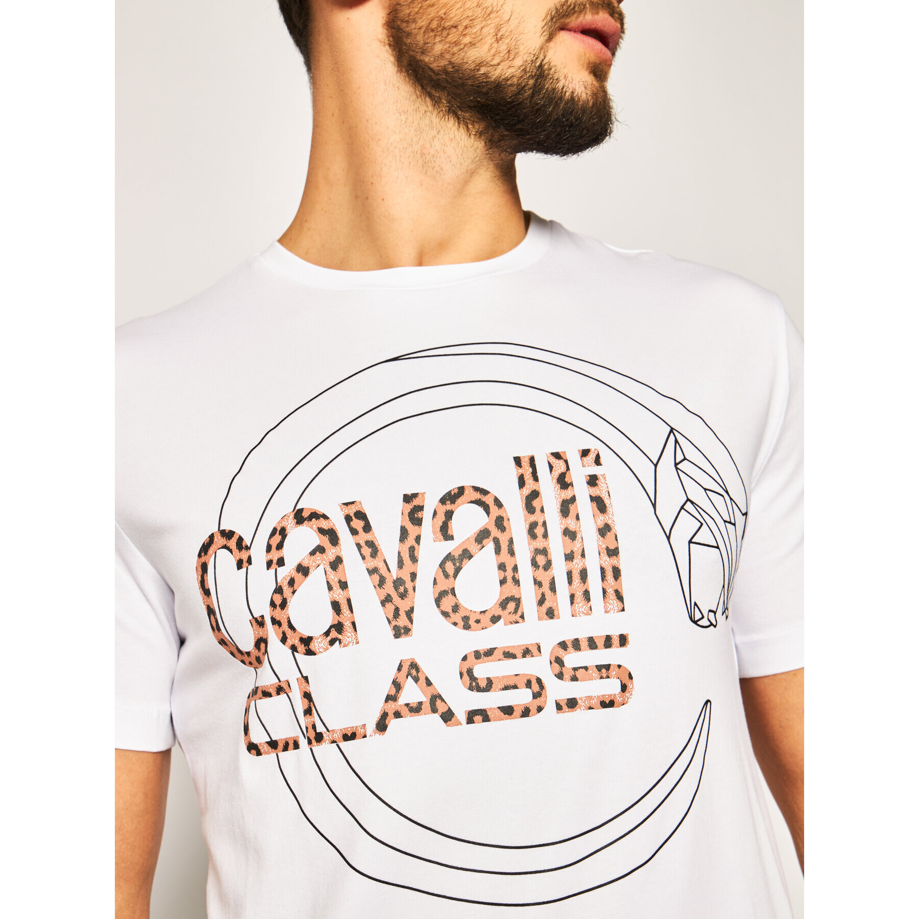 Cavalli Class Тишърт B3JVB705 Бял Regular Fit - Pepit.bg