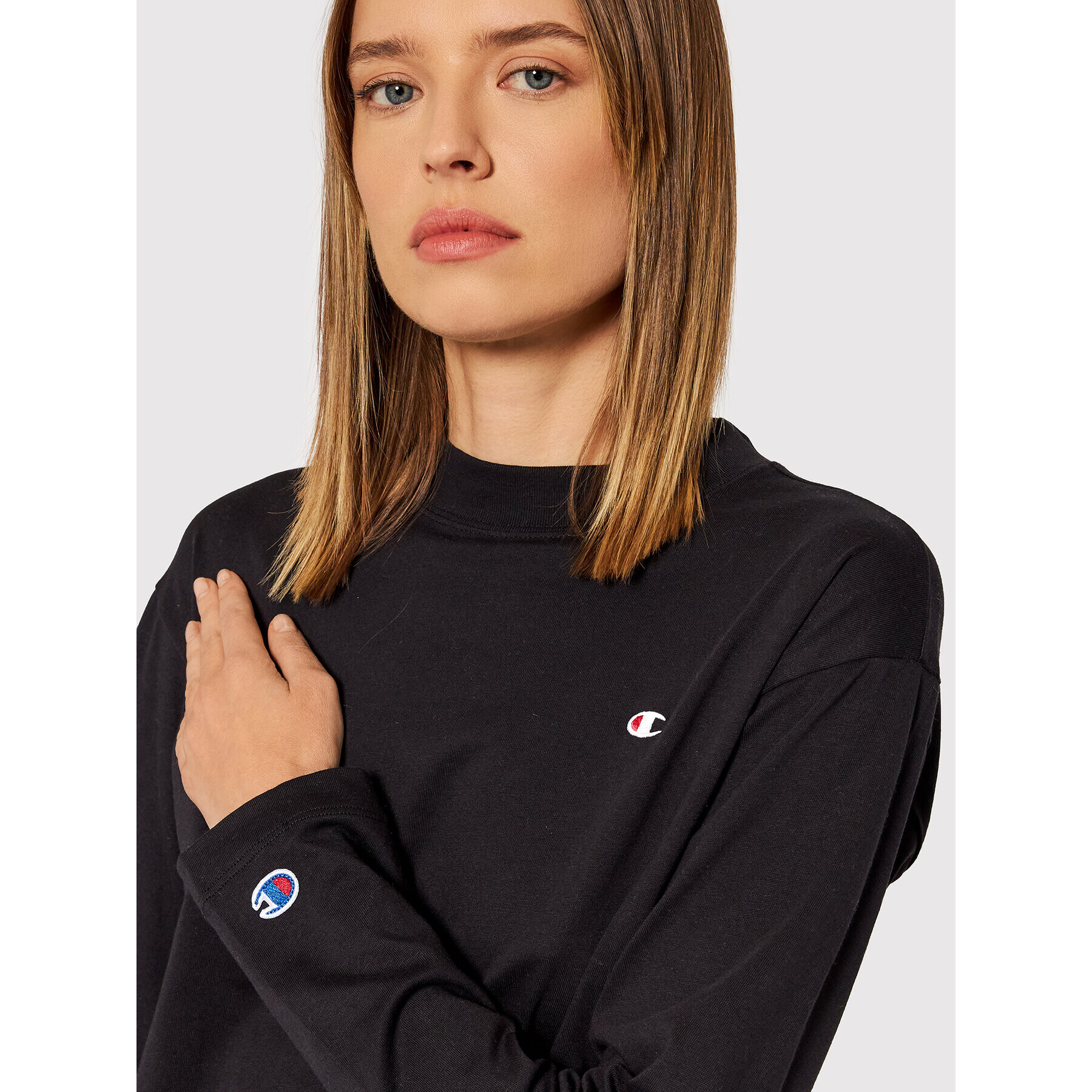 Champion Блуза C Logo Long Sleeve 114235 Черен Custom Fit - Pepit.bg