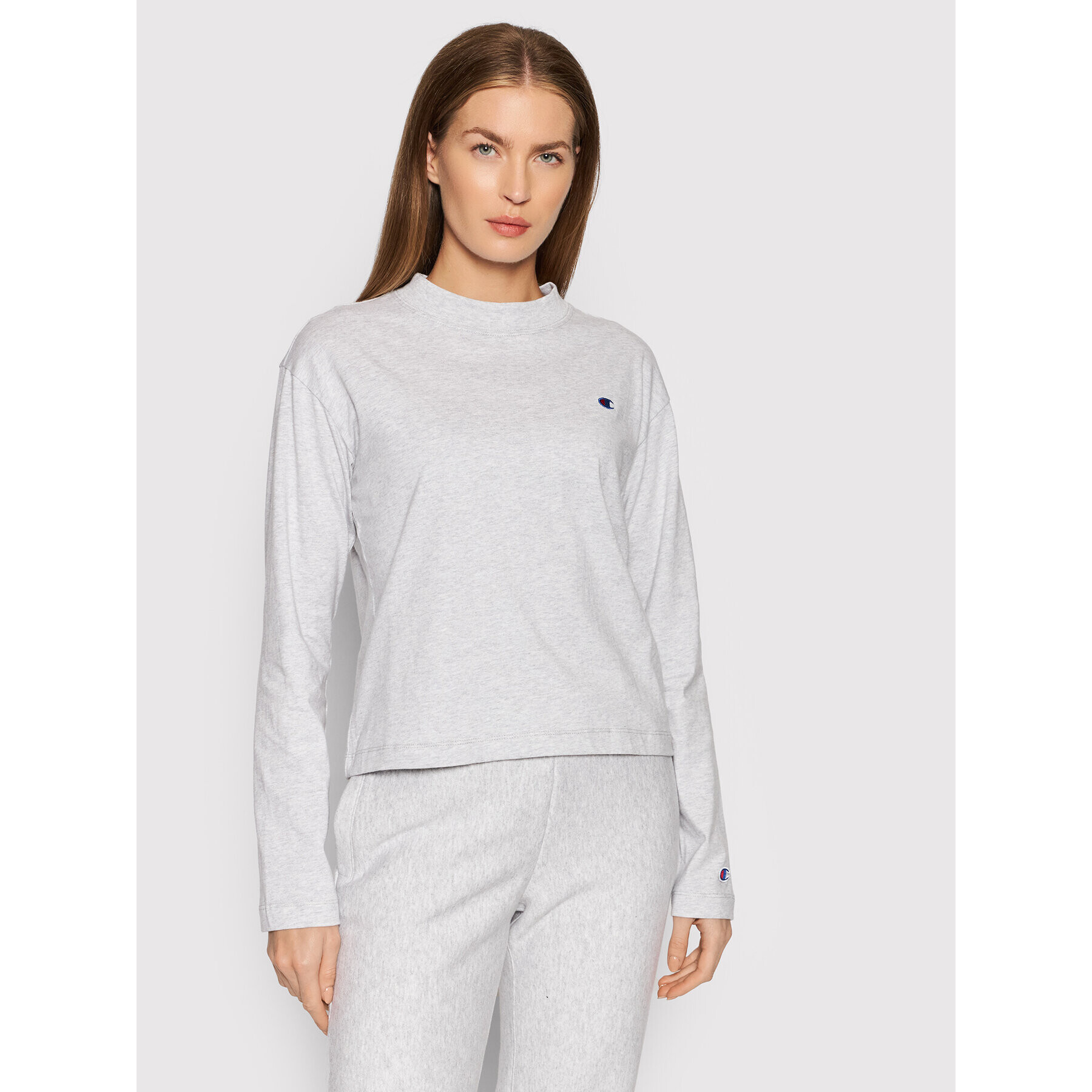 Champion Блуза C Logo Long Sleeve 114235 Сив Custom Fit - Pepit.bg