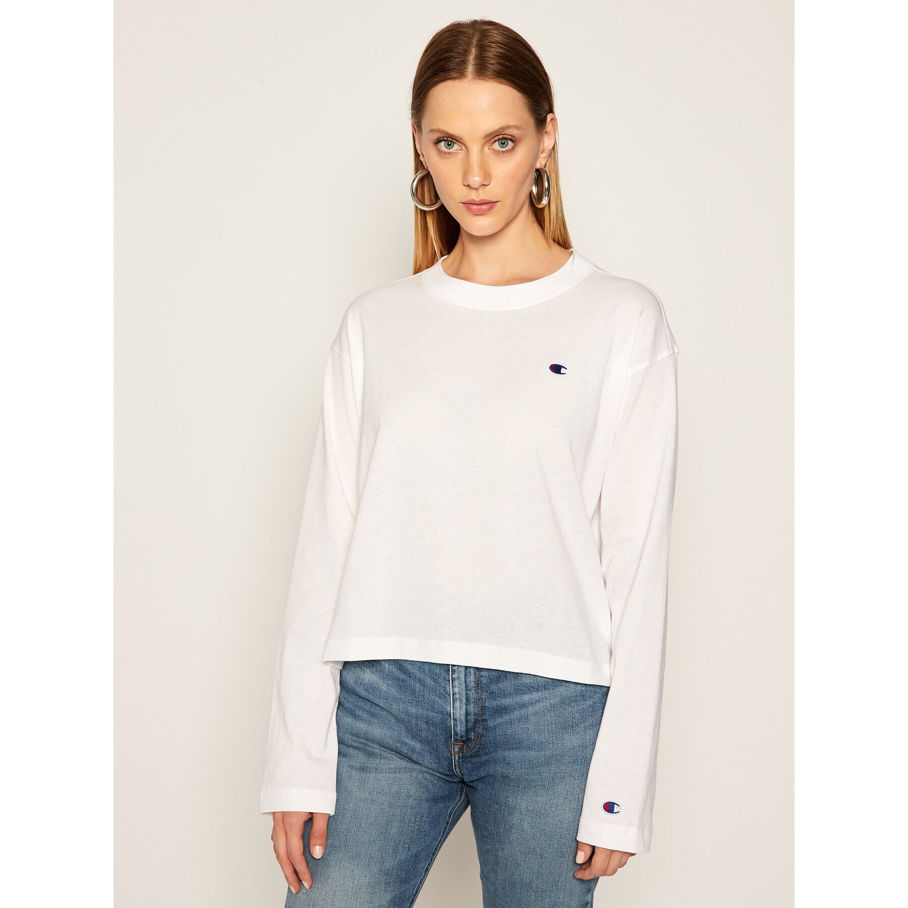 Champion Блуза Crewneck 113365 Бял Relaxed Fit - Pepit.bg
