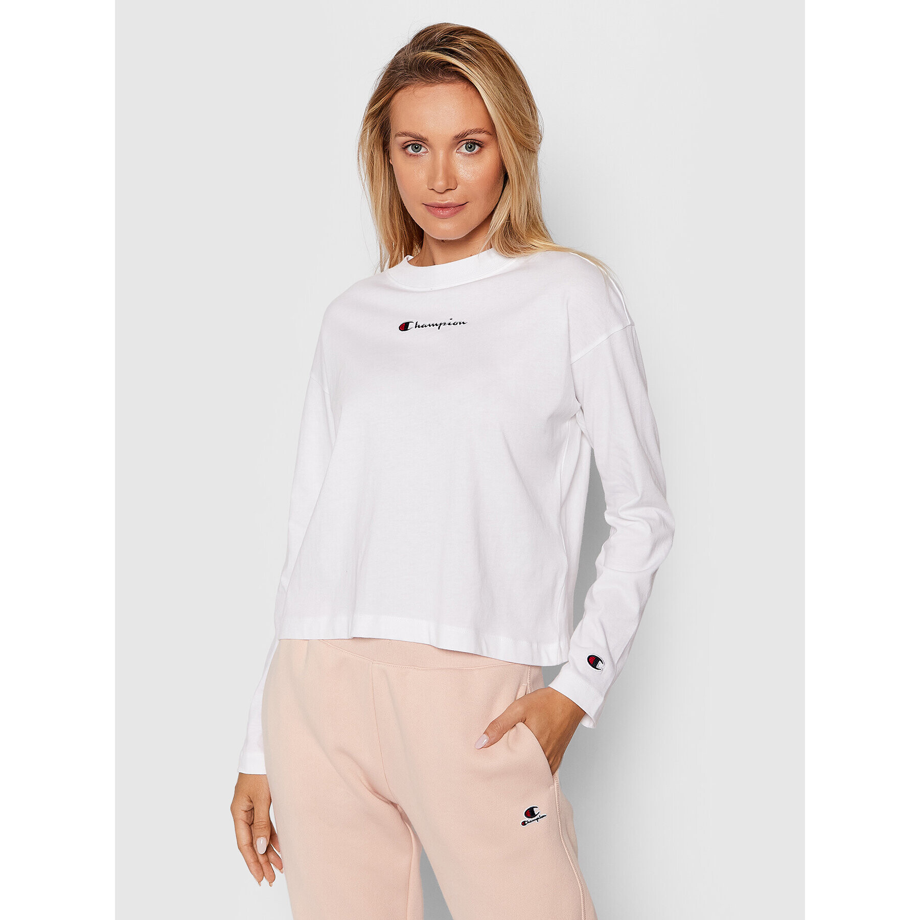 Champion Блуза Script Logo 114475 Бял Regular Fit - Pepit.bg
