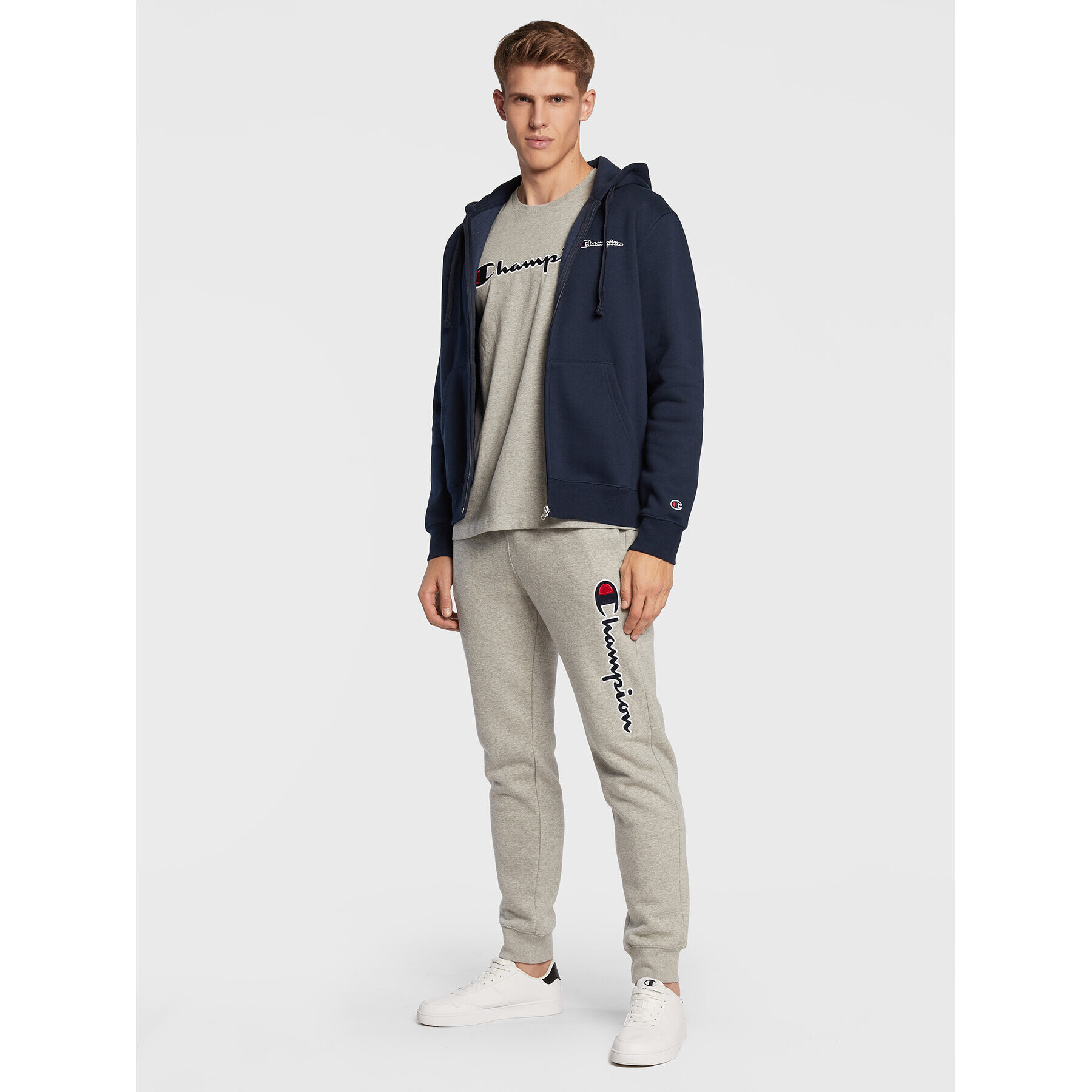 Champion Долнище анцуг 217860 Сив Regular Fit - Pepit.bg