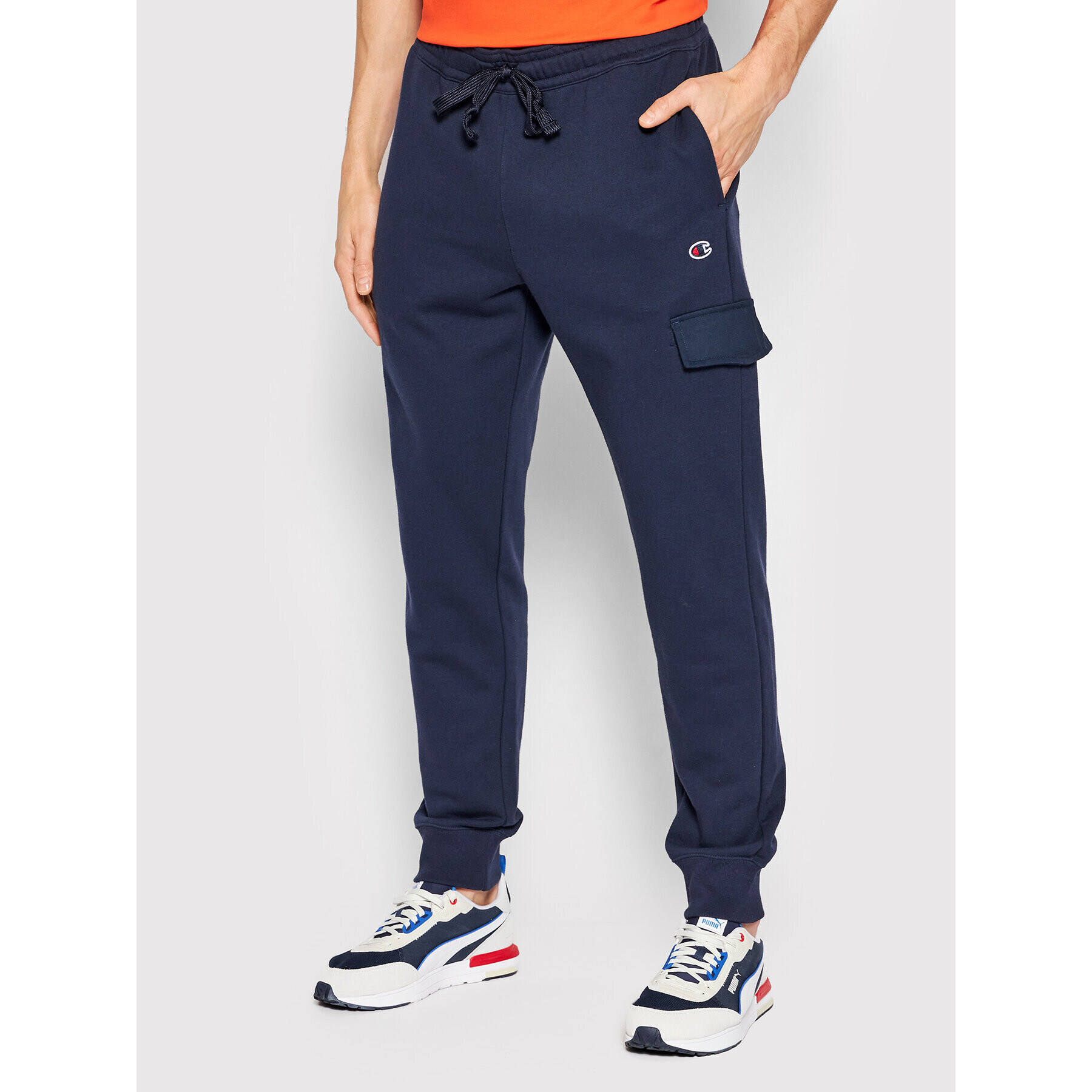 Champion Долнище анцуг Embroidered С Logo 217074 Тъмносин Regular Fit - Pepit.bg