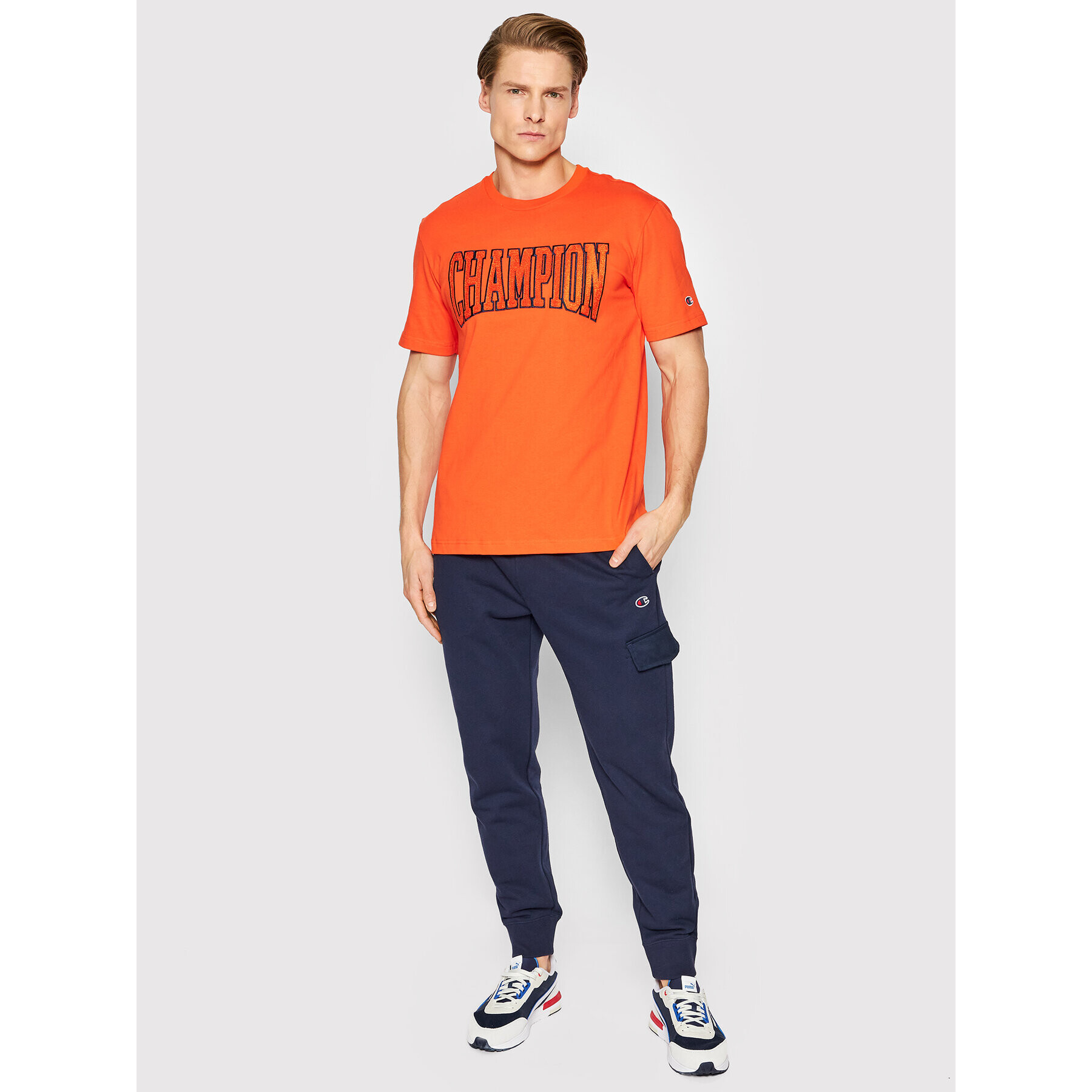Champion Долнище анцуг Embroidered С Logo 217074 Тъмносин Regular Fit - Pepit.bg