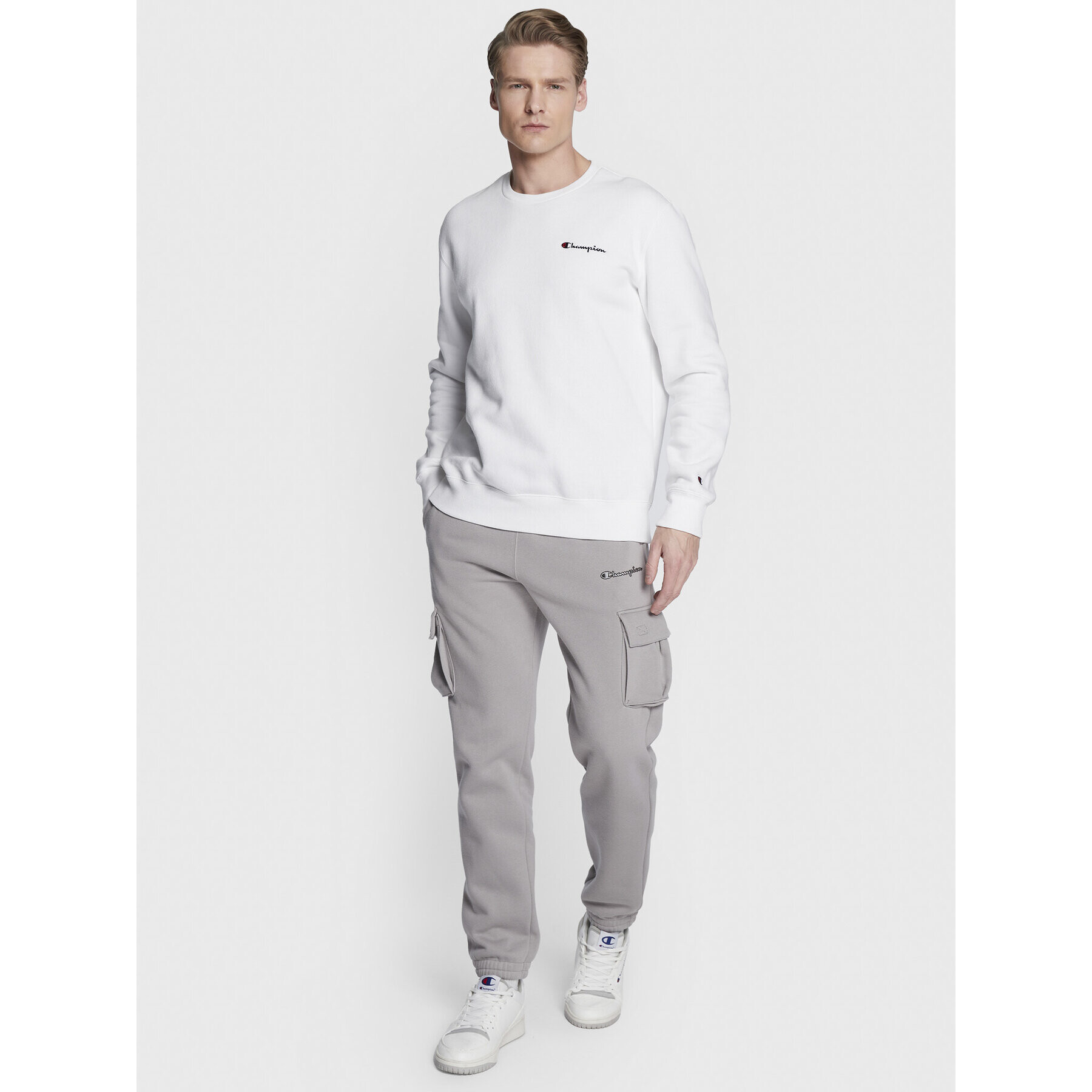 Champion Долнище анцуг Heavy Fleece Cargo 217871 Сив Regular Fit - Pepit.bg
