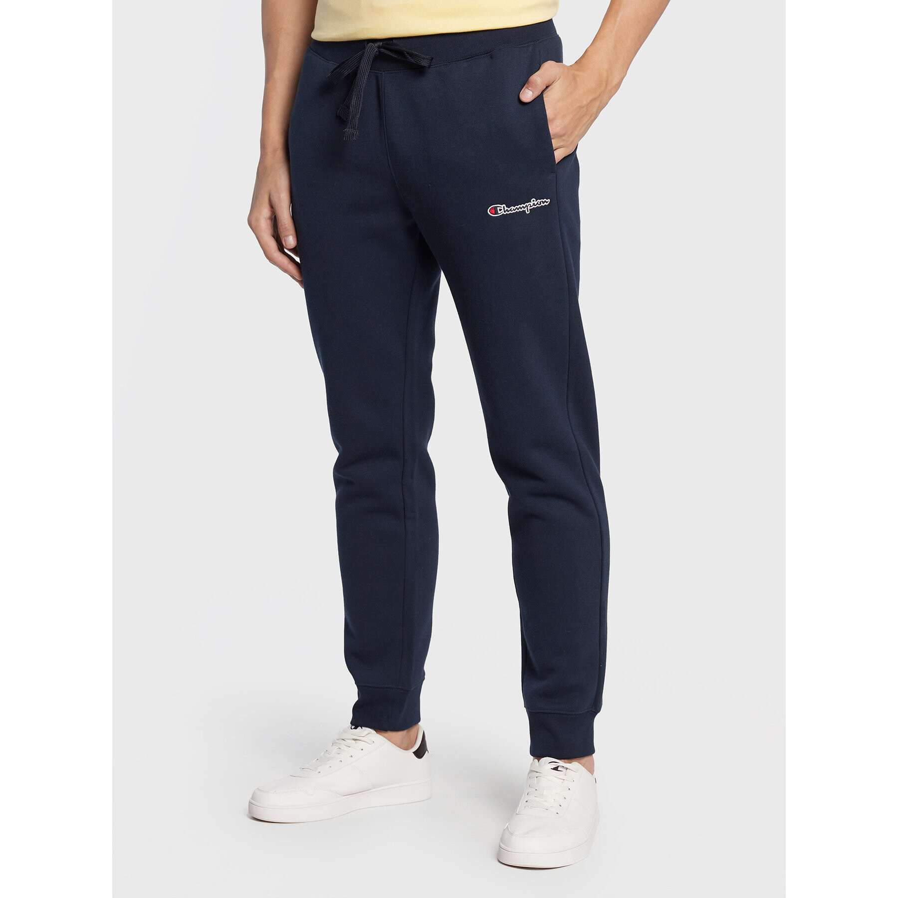 Champion Долнище анцуг Small Script Logo 217867 Тъмносин Regular Fit - Pepit.bg