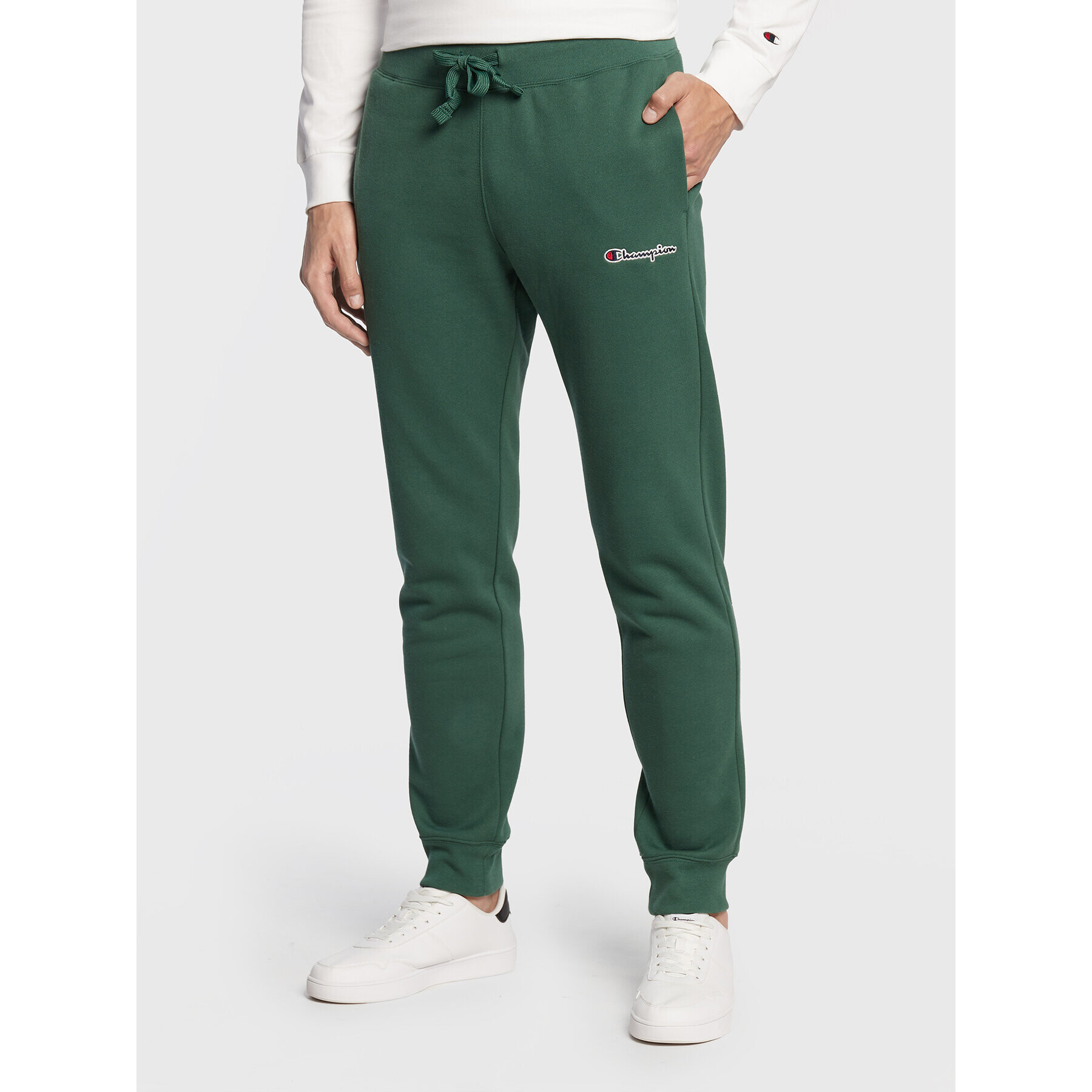 Champion Долнище анцуг Small Script Logo 217867 Зелен Regular Fit - Pepit.bg
