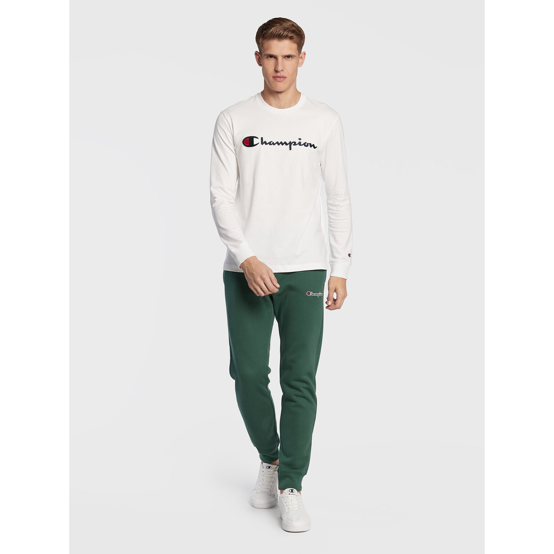 Champion Долнище анцуг Small Script Logo 217867 Зелен Regular Fit - Pepit.bg