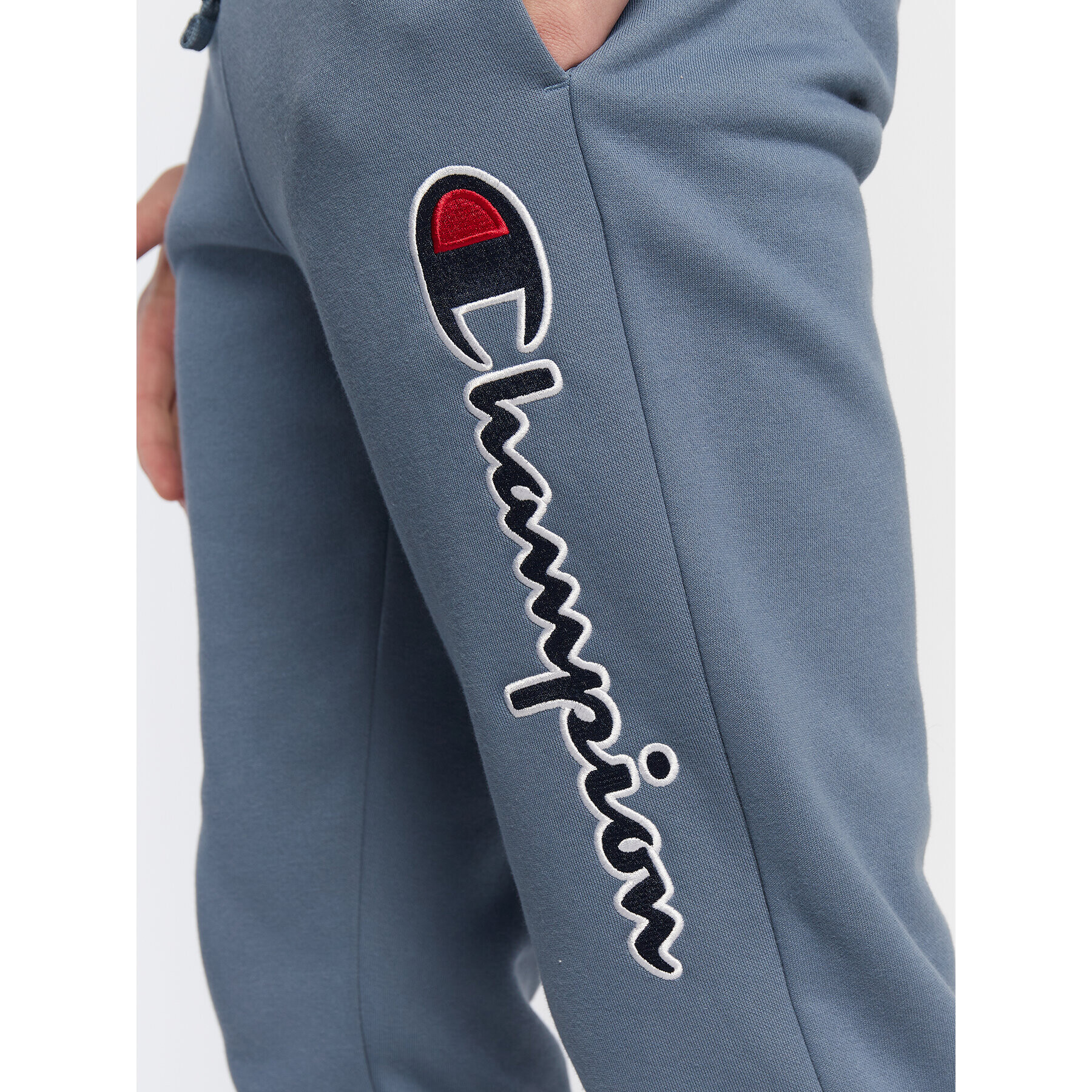 Champion Долнище анцуг Vertical Logo Embroidery 217860 Син Regular Fit - Pepit.bg
