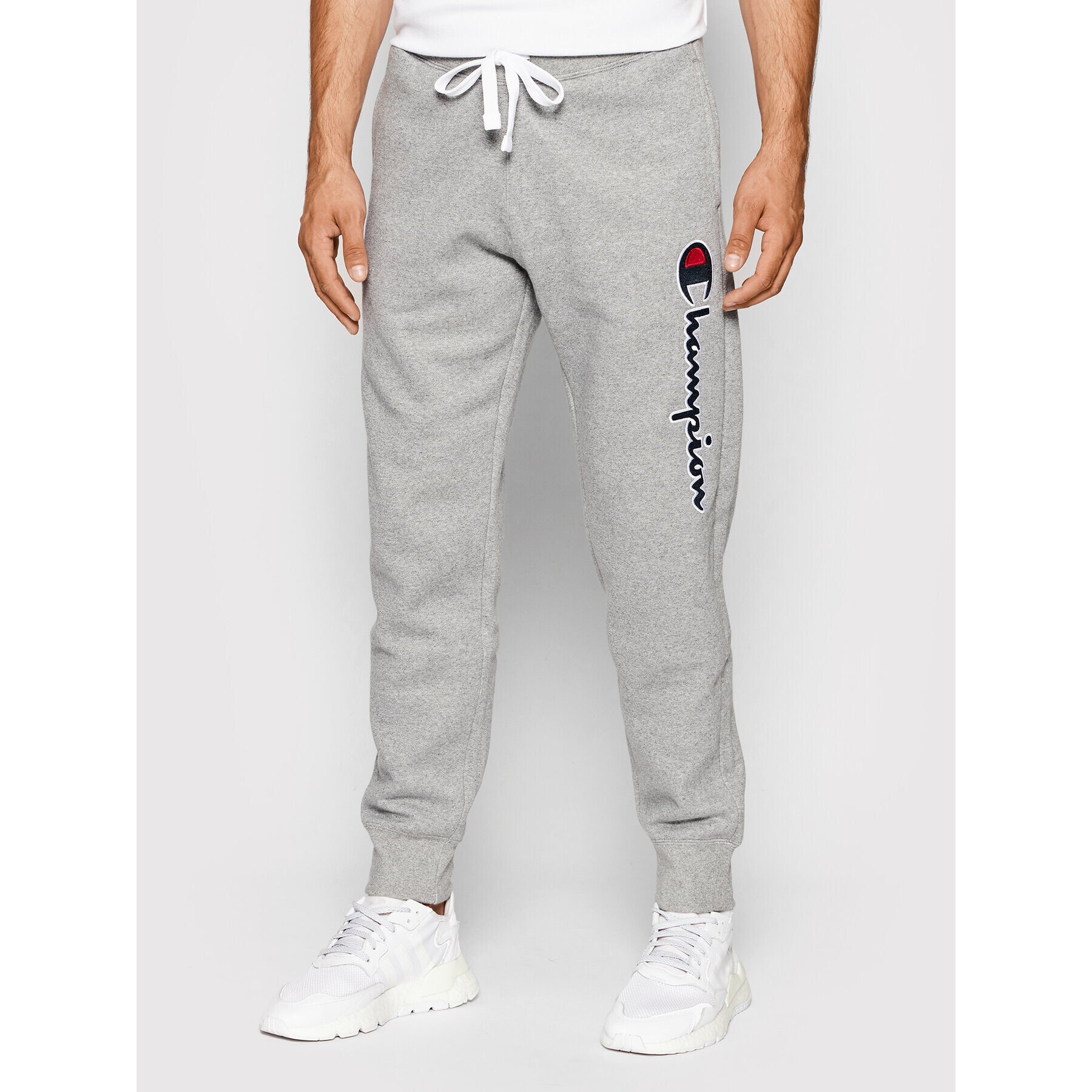 Champion Долнище анцуг Blend Vertical Script Logo 216472 Сив Regular Fit - Pepit.bg