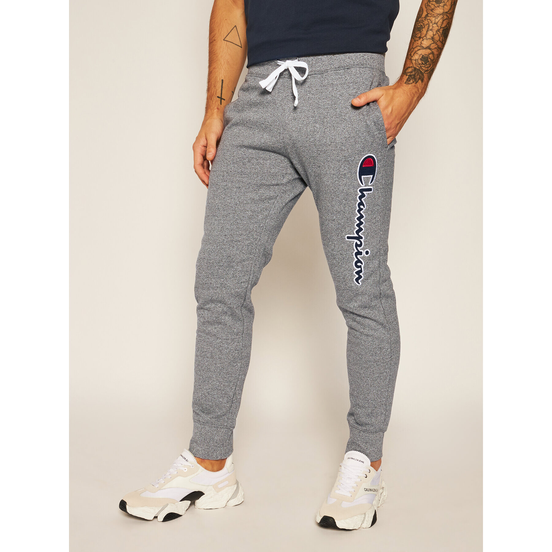 Champion Долнище анцуг Rib Cuff Jogging Hose 214723 Сив Regular Fit - Pepit.bg