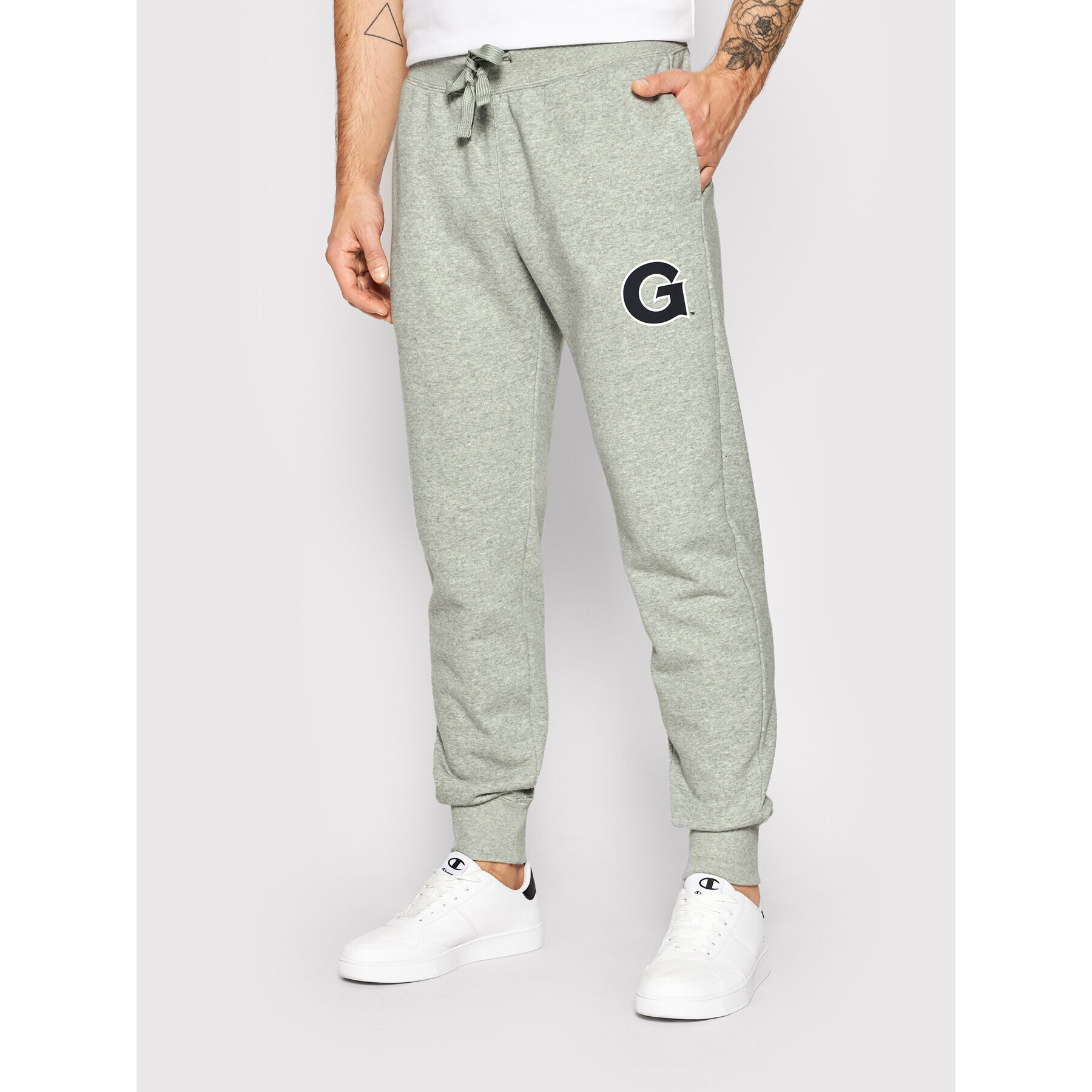 Champion Долнище анцуг University Print 217589 Сив Regular Fit - Pepit.bg