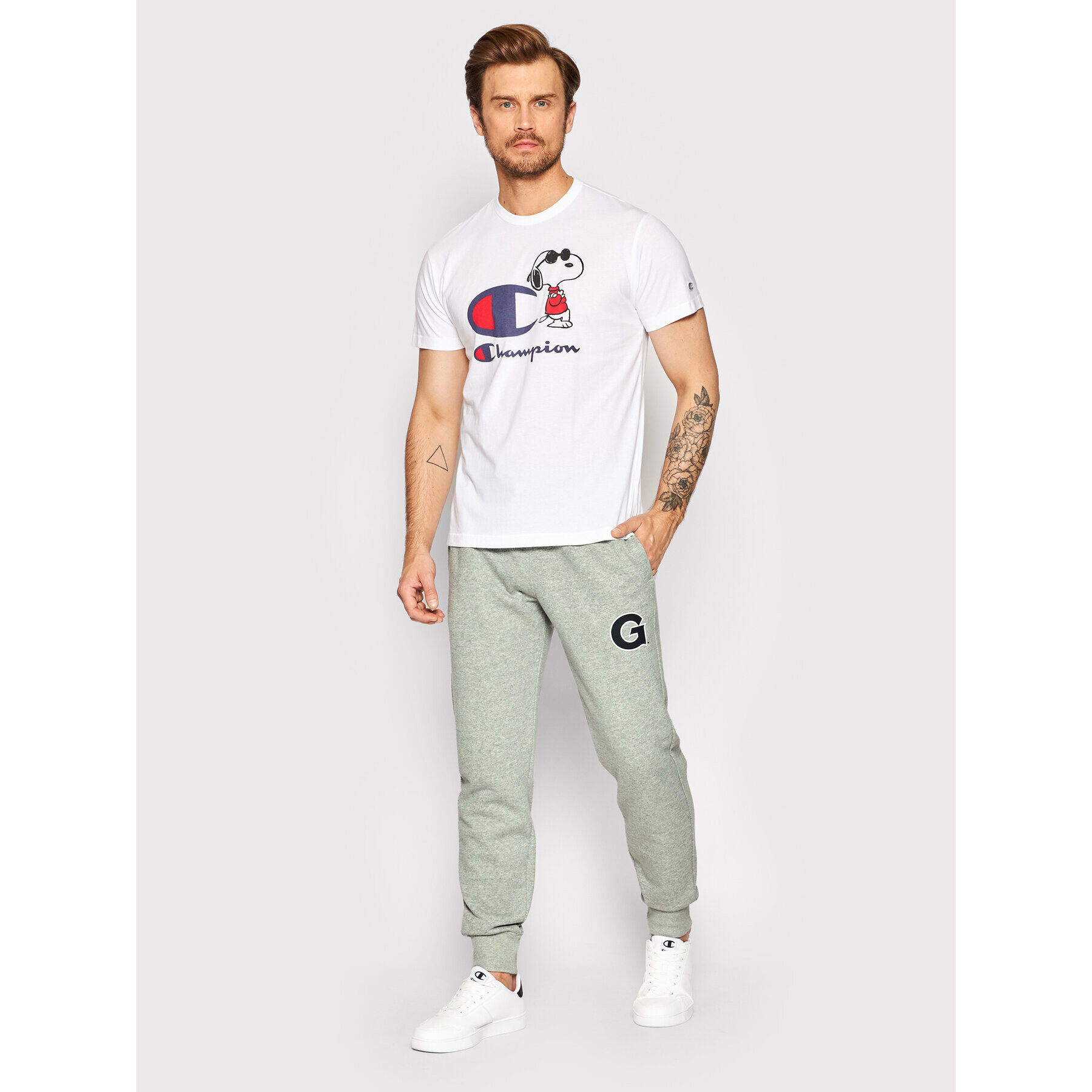 Champion Долнище анцуг University Print 217589 Сив Regular Fit - Pepit.bg