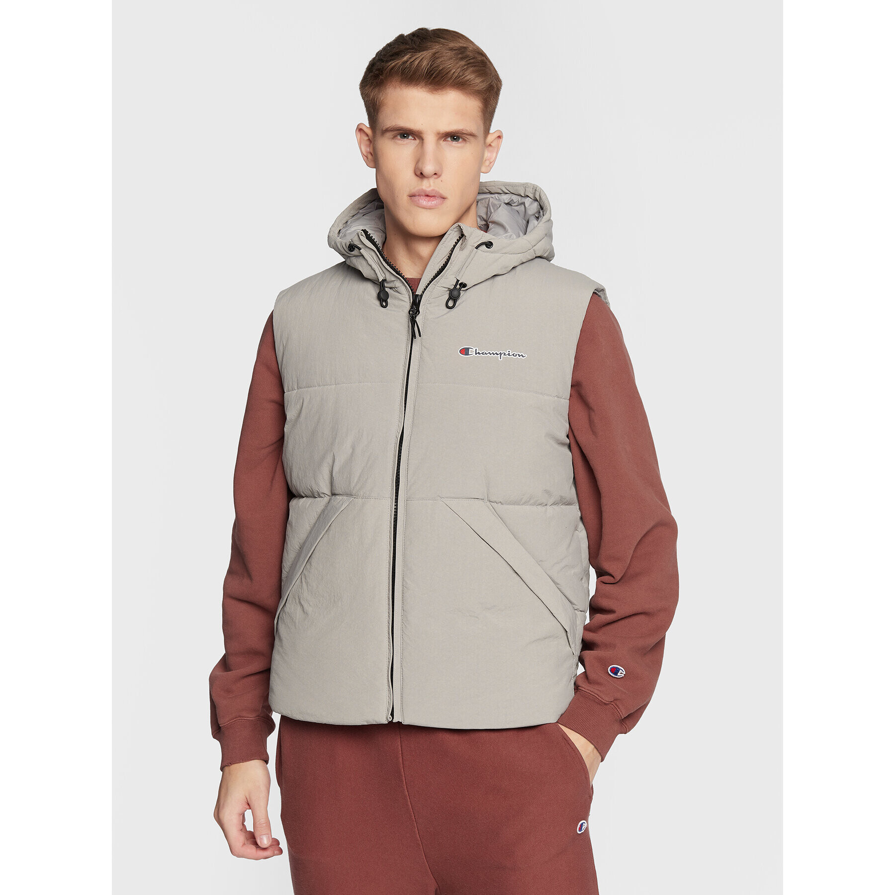 Champion Елек Script Logo 218084 Сив Regular Fit - Pepit.bg