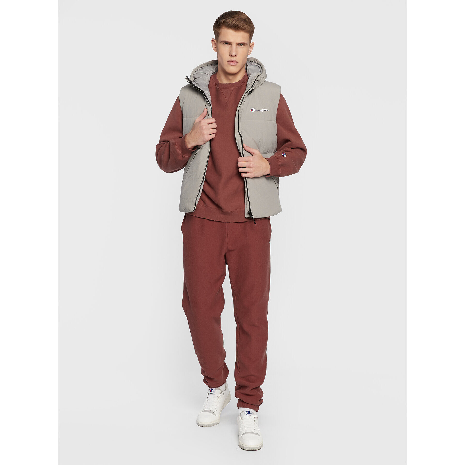 Champion Елек Script Logo 218084 Сив Regular Fit - Pepit.bg