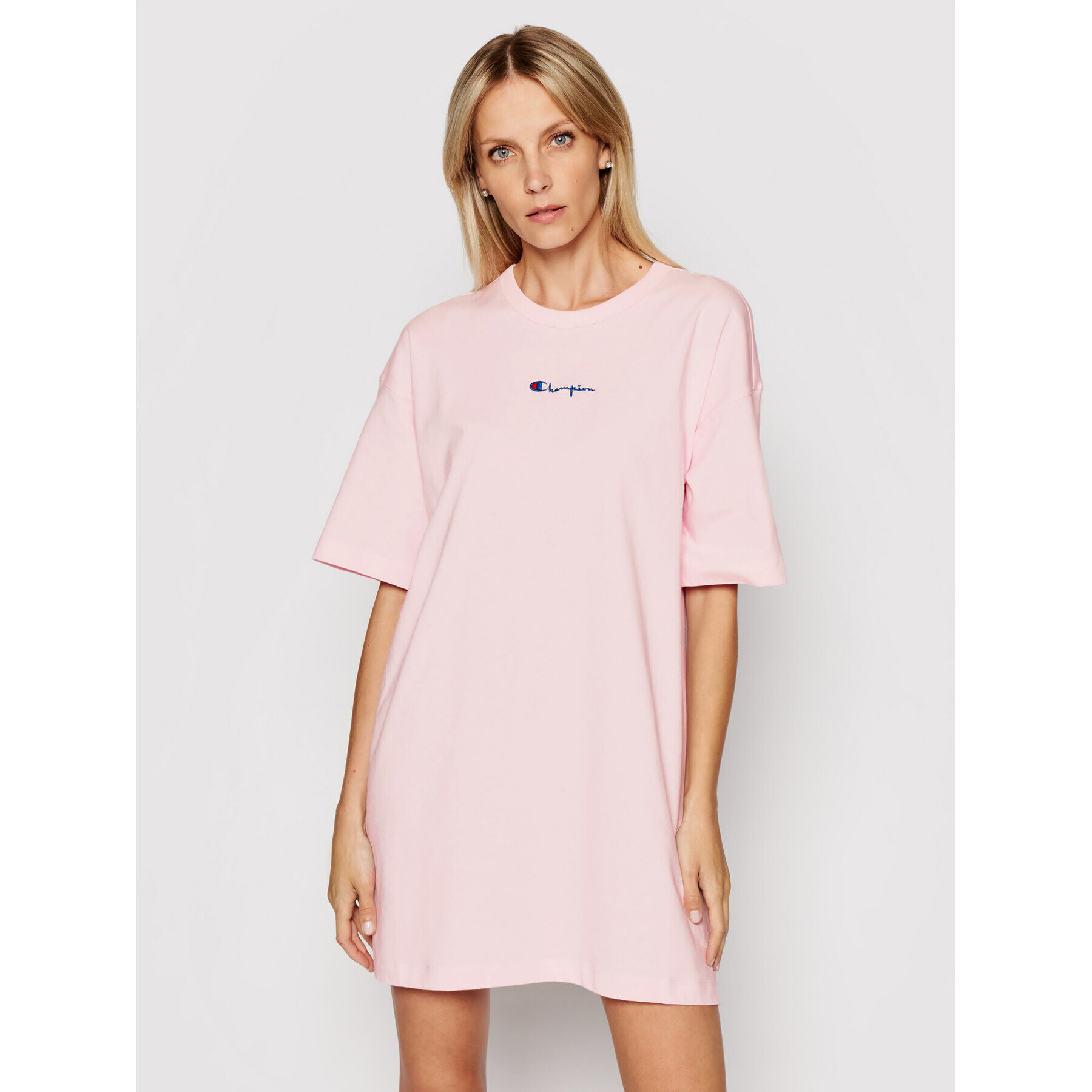 Champion Ежедневна рокля Small Script Logo 112743 Розов Custom Fit - Pepit.bg