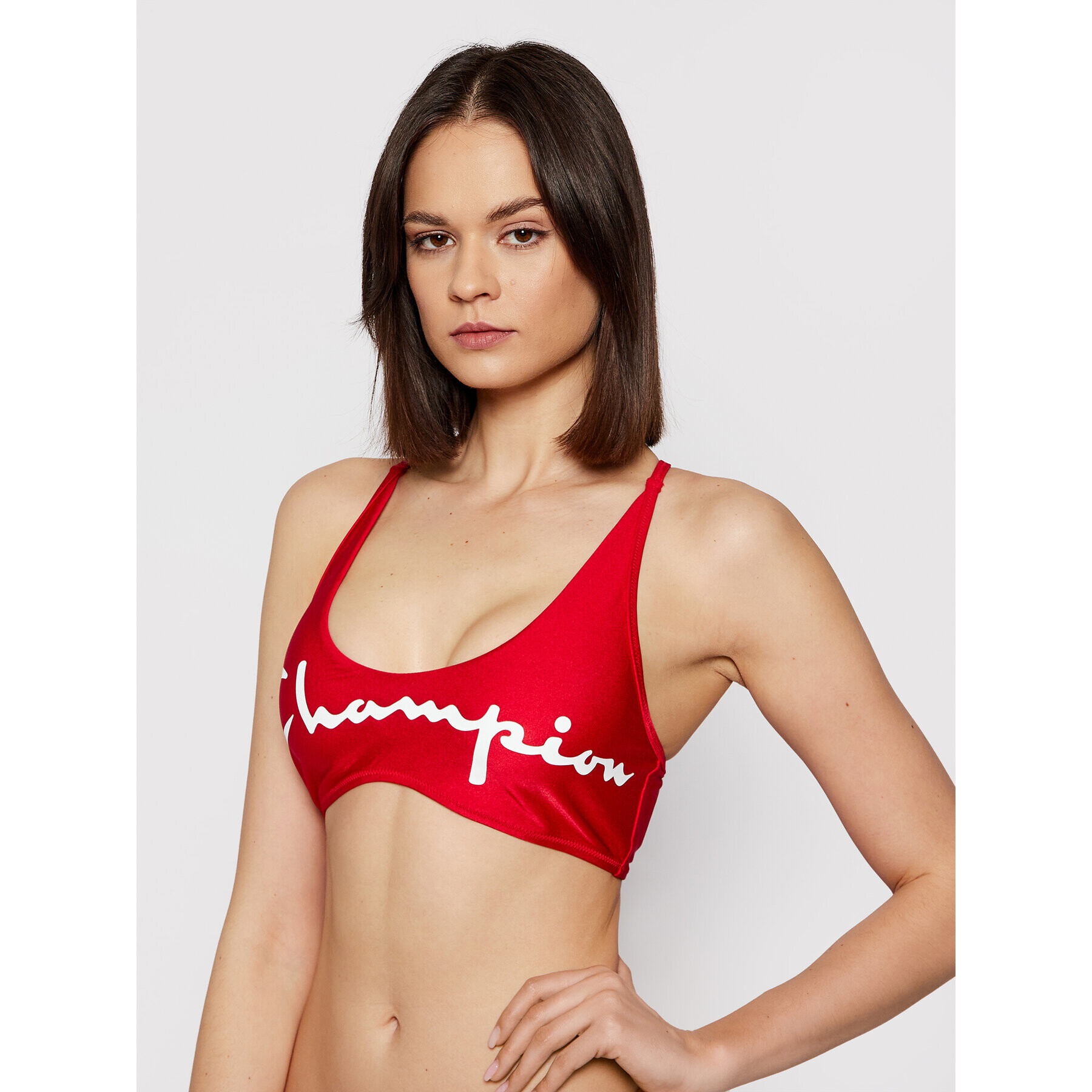 Champion Горнище на бански Back Script Logo 113028 Червен - Pepit.bg
