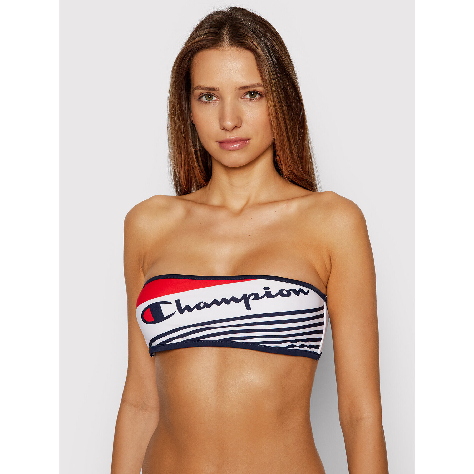 Champion Горнище на бански Graphic Stripe Logo 112937 Бял - Pepit.bg