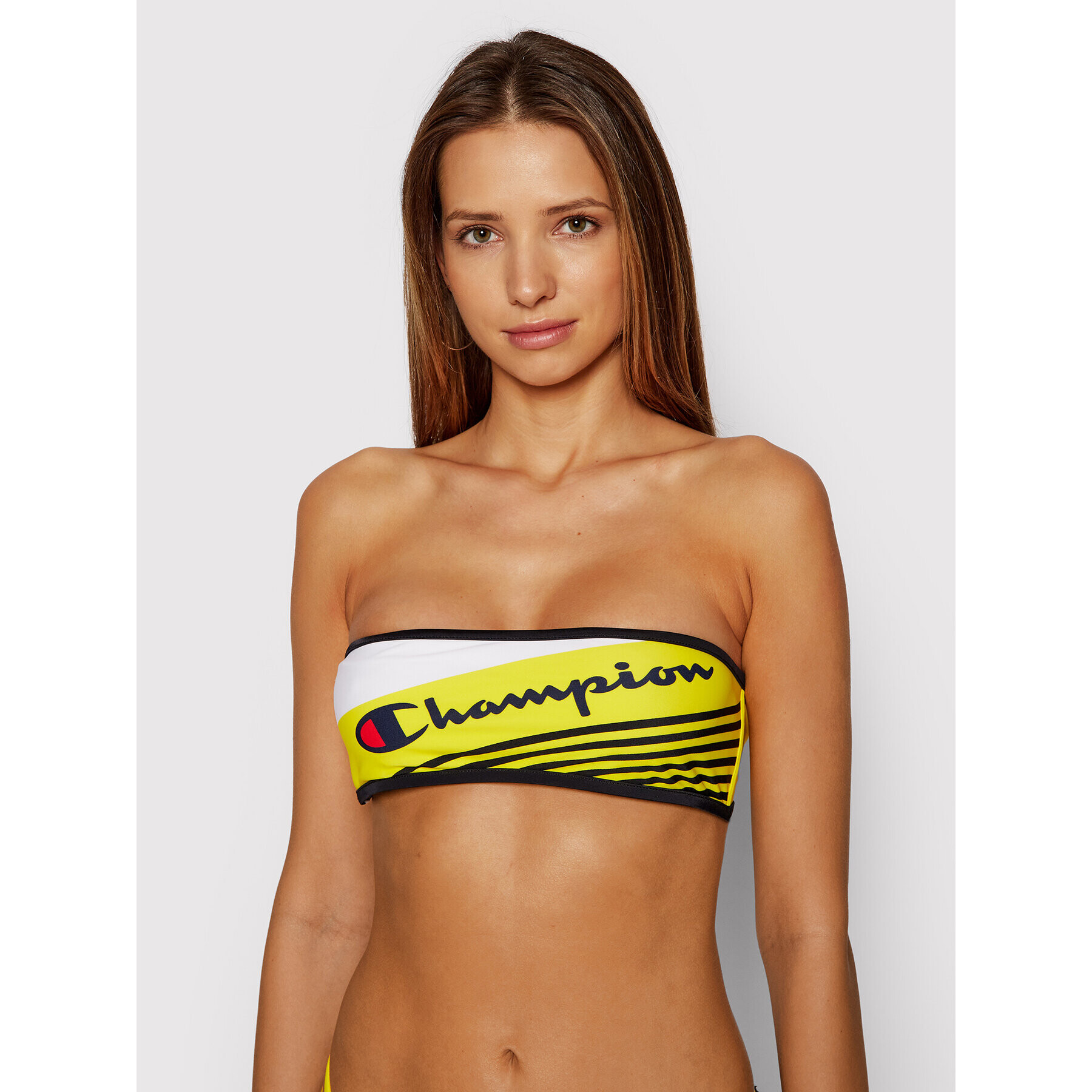 Champion Горнище на бански Graphic Stripe Logo 112937 Жълт - Pepit.bg