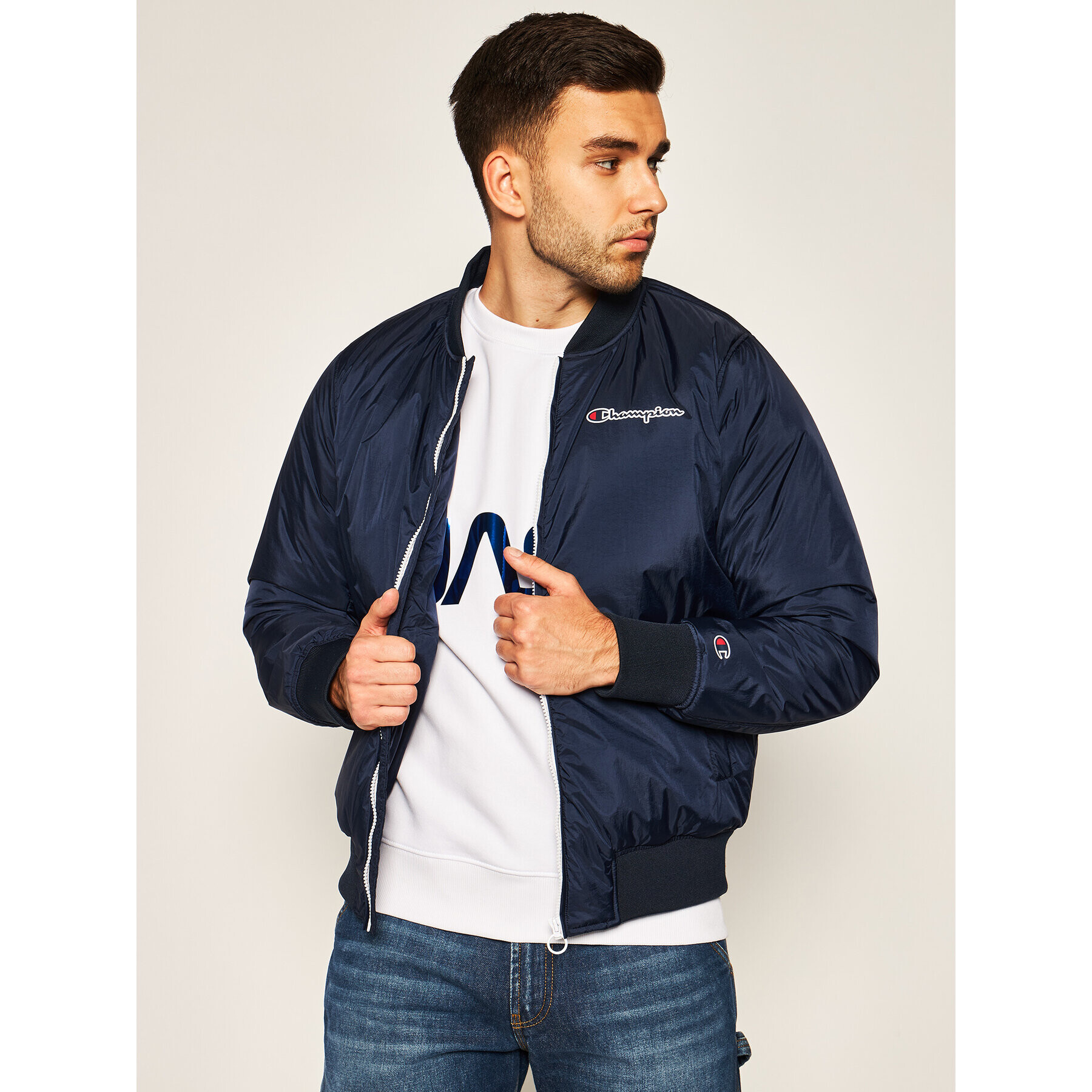 Champion Яке бомбър 214528 Тъмносин Regular Fit - Pepit.bg