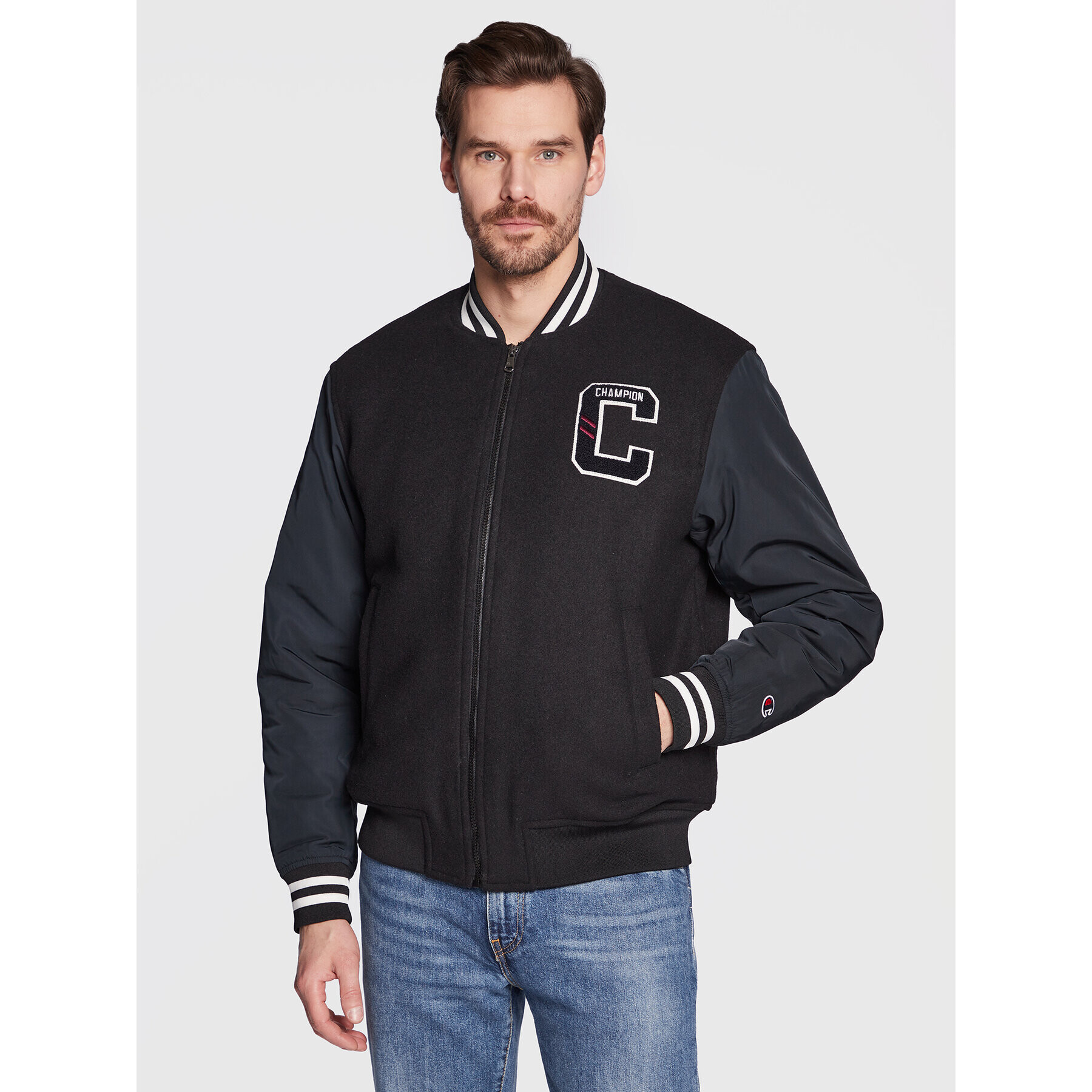 Champion Яке бомбър College Inspired 218088 Черен Regular Fit - Pepit.bg