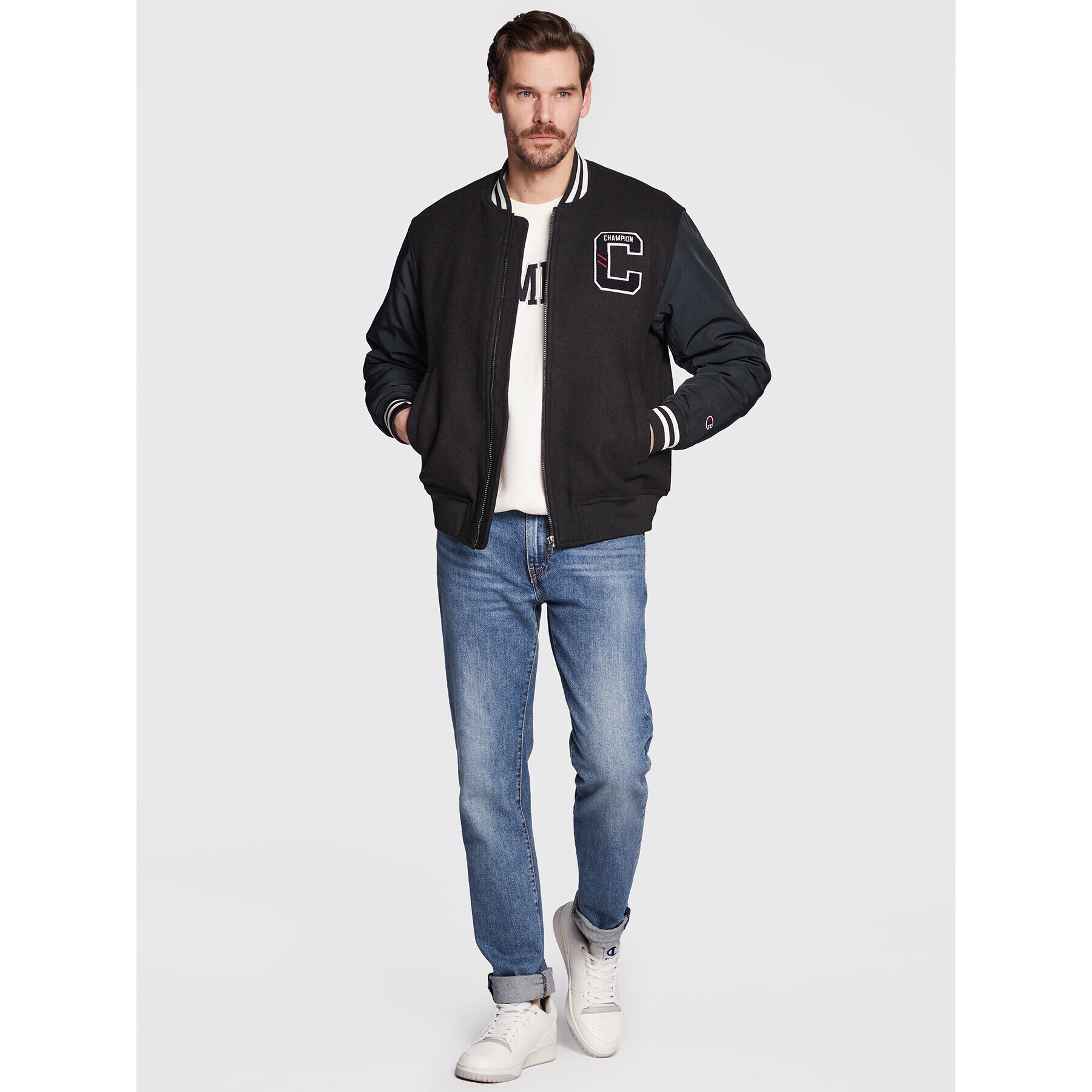 Champion Яке бомбър College Inspired 218088 Черен Regular Fit - Pepit.bg