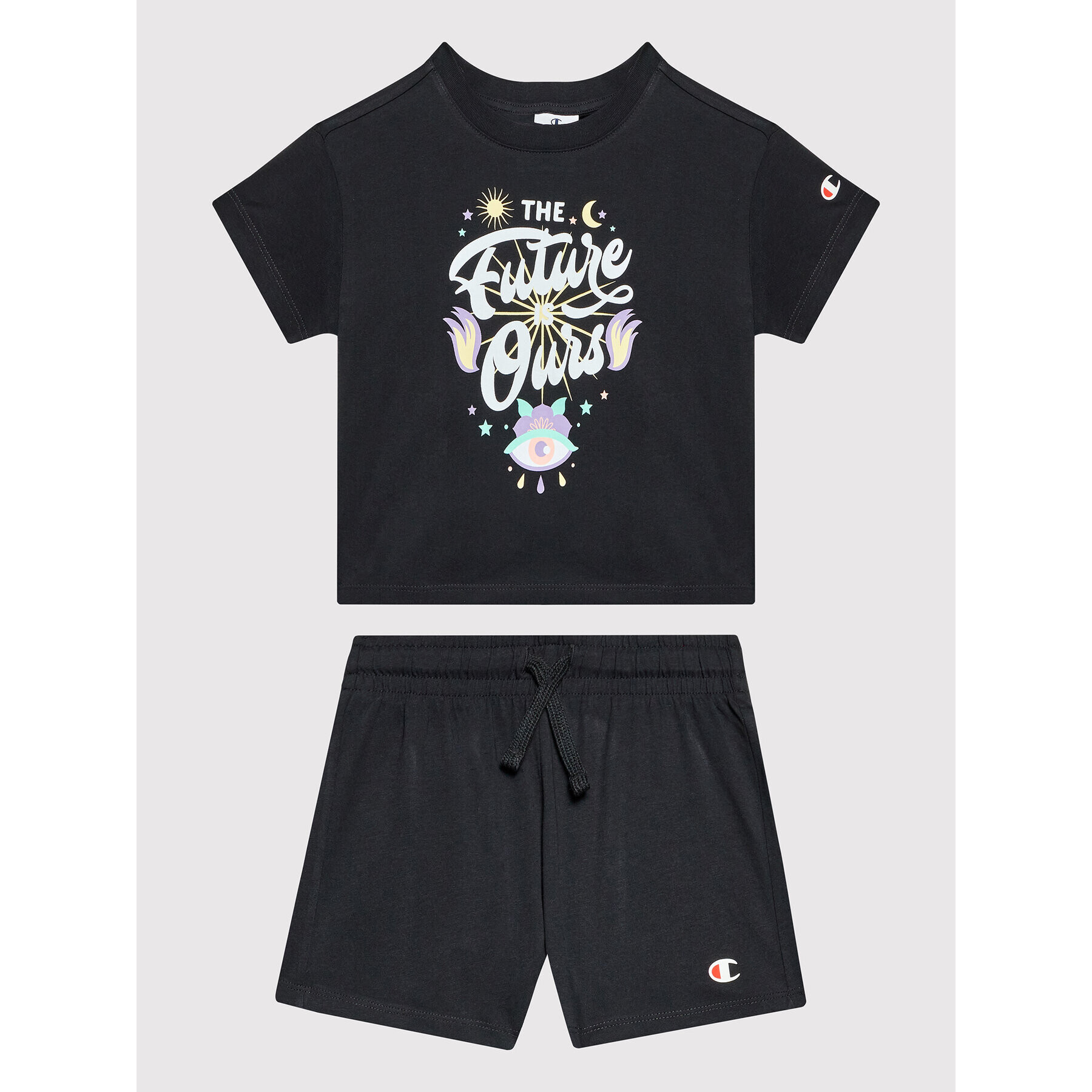 Champion Комплект тишърт и спортни шорти 404396 Черен Custom Fit - Pepit.bg