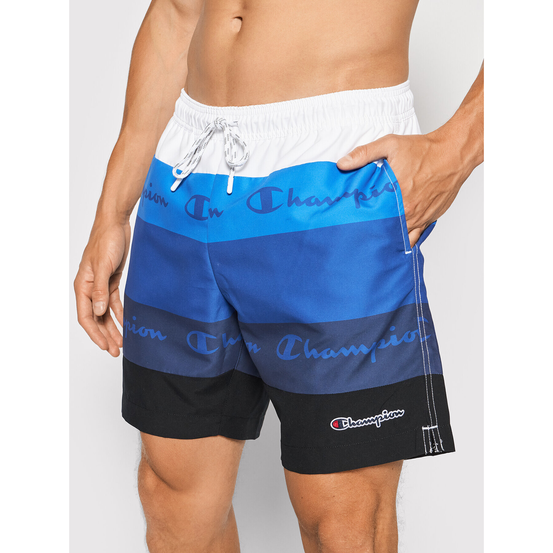 Champion Плувни шорти Colour Block Panelled Script Logo Print 216060 Тъмносин - Pepit.bg
