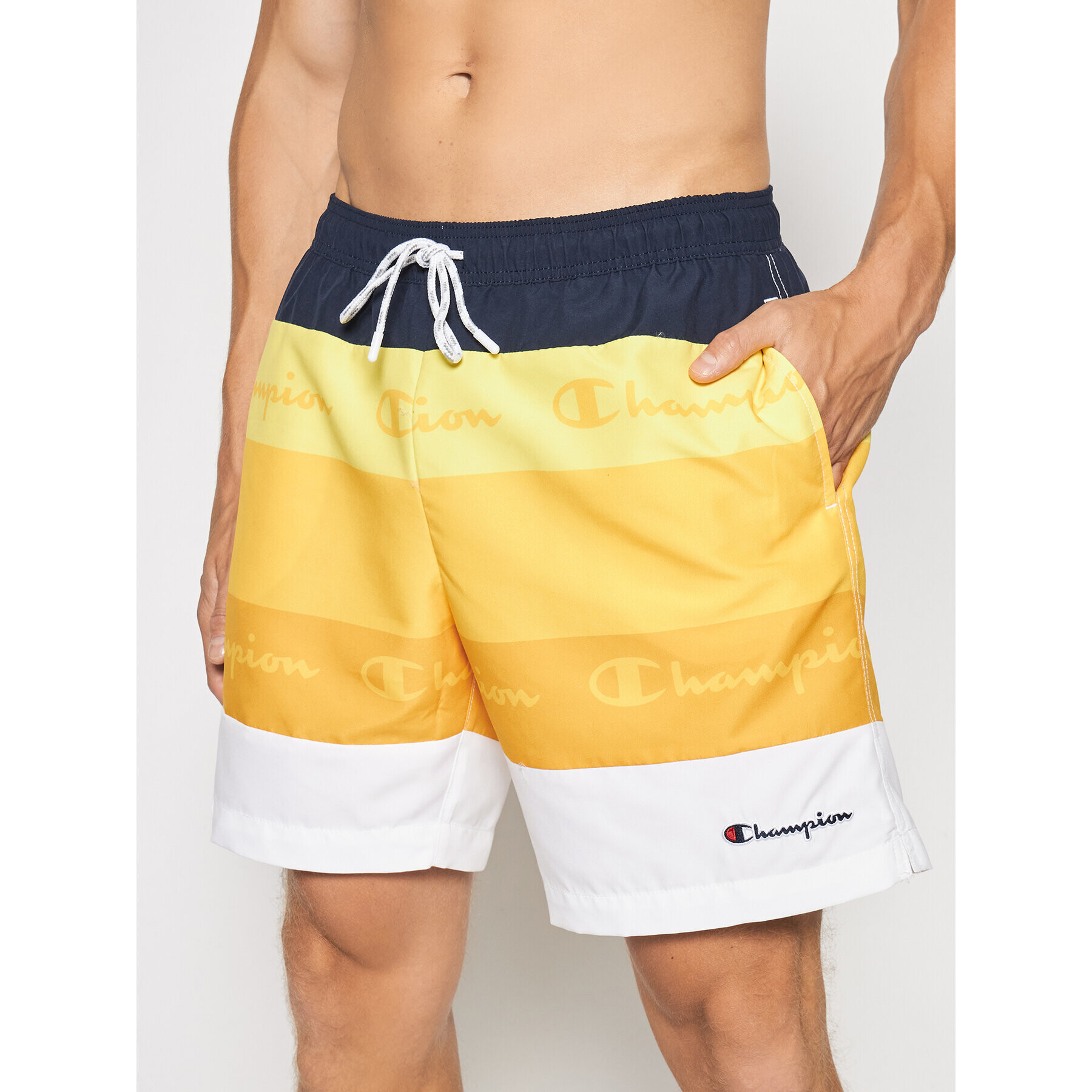 Champion Плувни шорти Colour Block Panelled Script Logo Print 216060 Жълт Board Fit - Pepit.bg