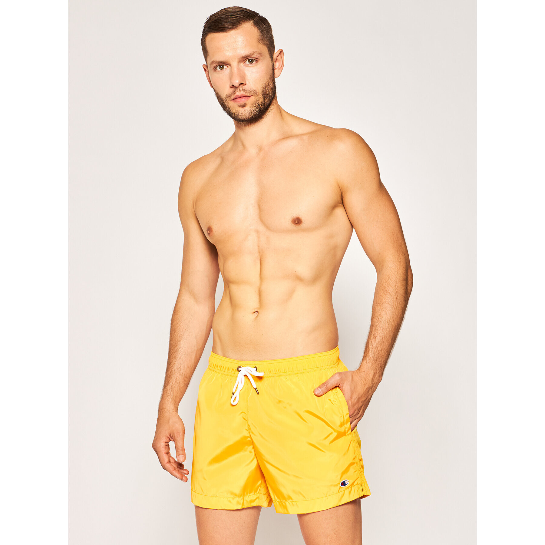 Champion Плувни шорти Small C Logo Swim 214453 Жълт Regular Fit - Pepit.bg