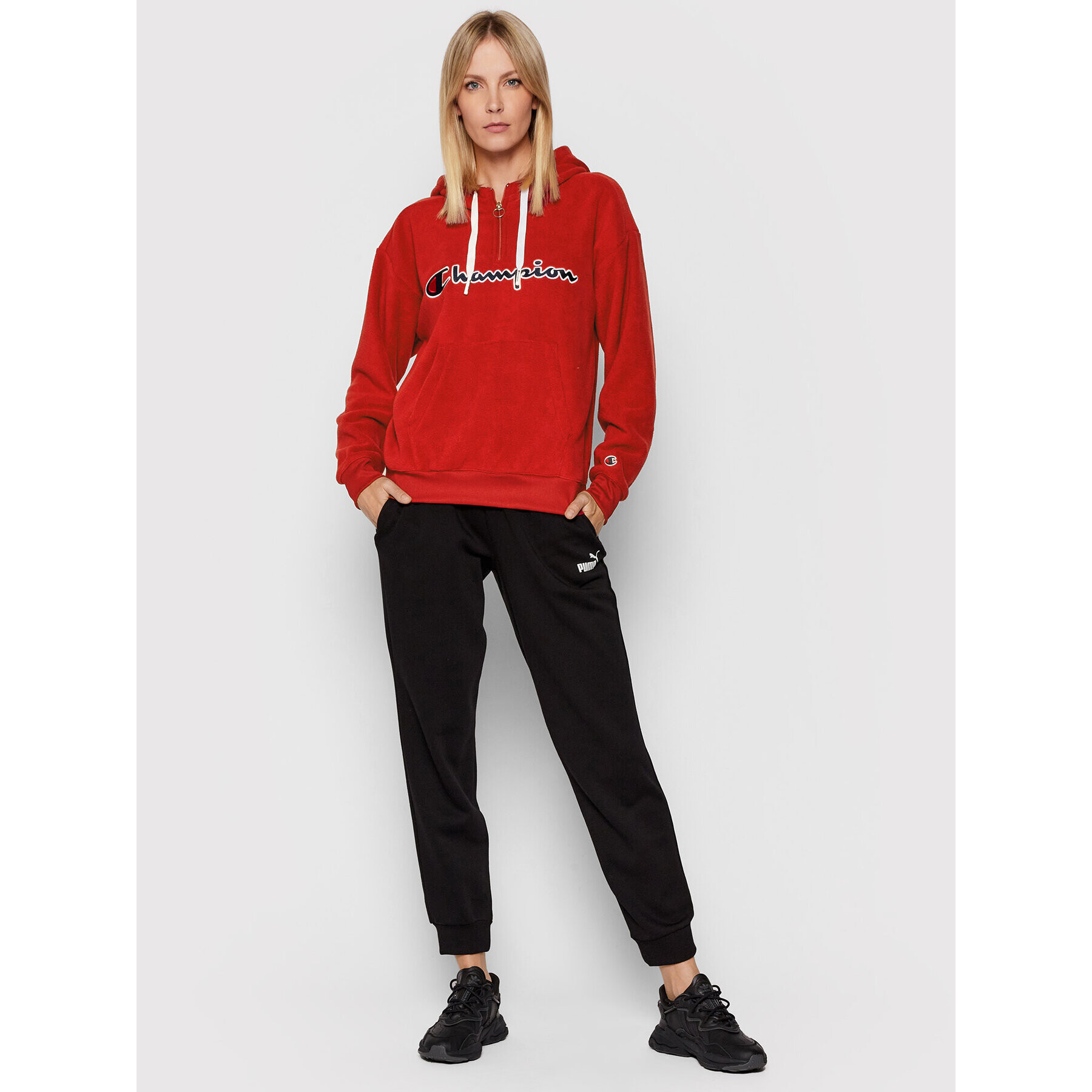 Champion Полар Script Logo 114763 Червен Custom Fit - Pepit.bg
