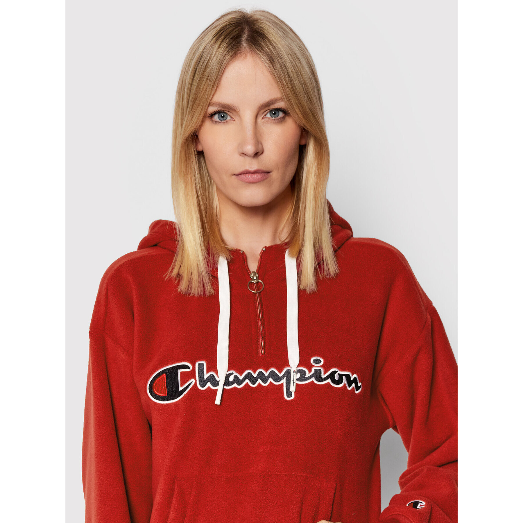 Champion Полар Script Logo 114763 Червен Custom Fit - Pepit.bg