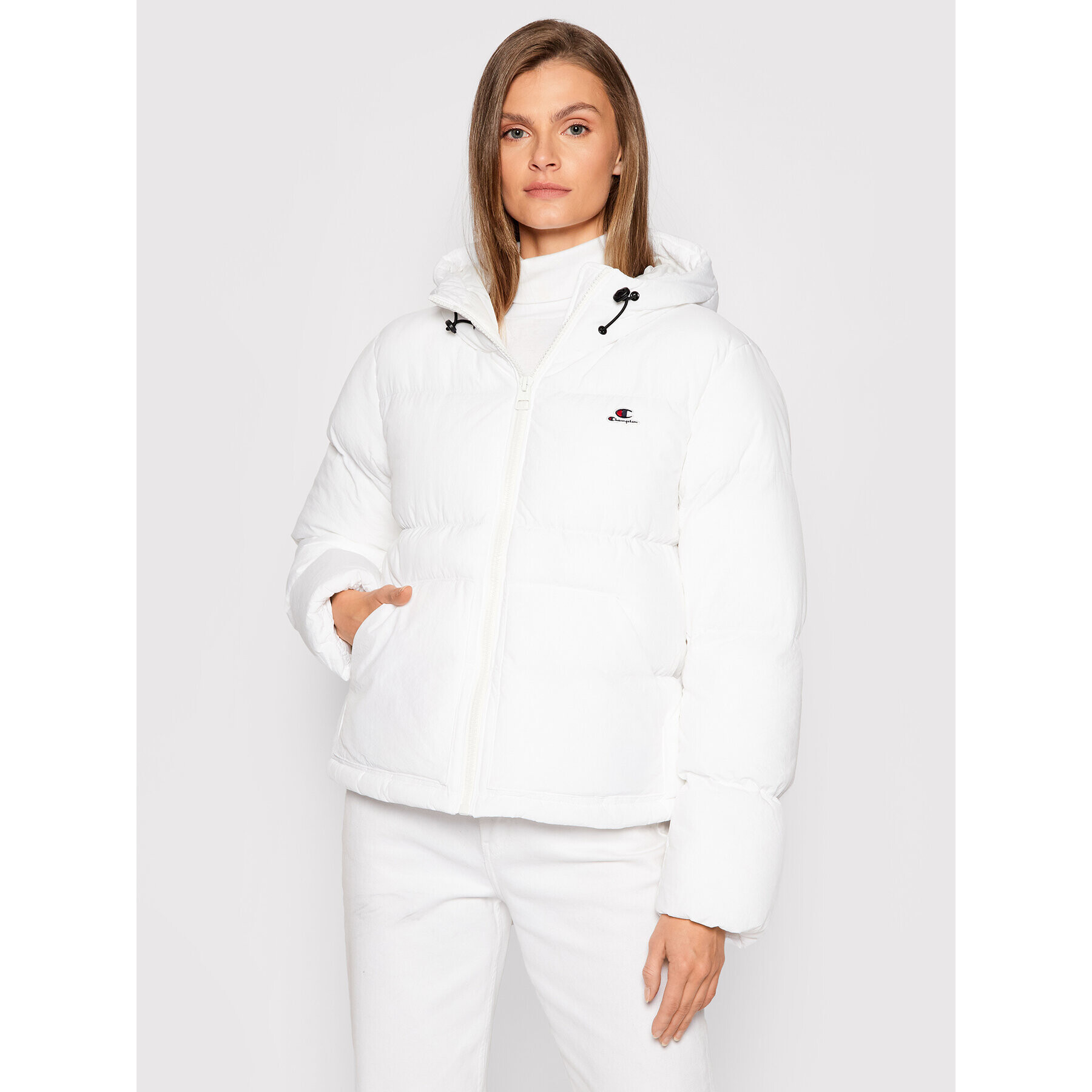 Champion Пухено яке 114577 Бял Custom Fit - Pepit.bg