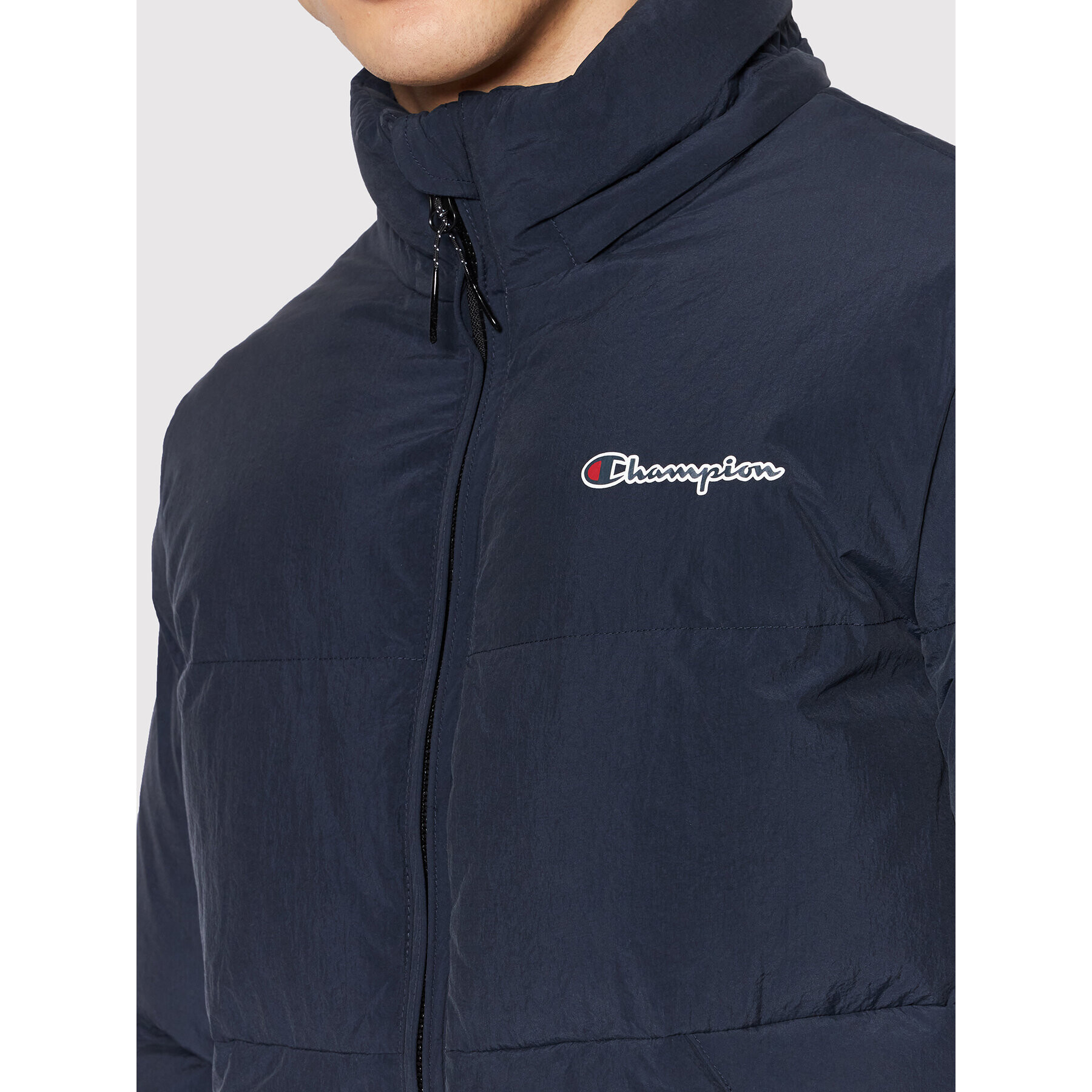 Champion Пухено яке Logo Script 216953 Тъмносин Regular Fit - Pepit.bg