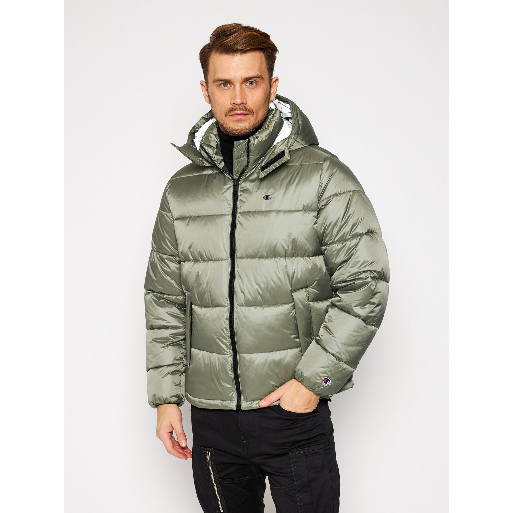 Champion Пухено яке Reverse Weave 215058 Зелен Regular Fit - Pepit.bg