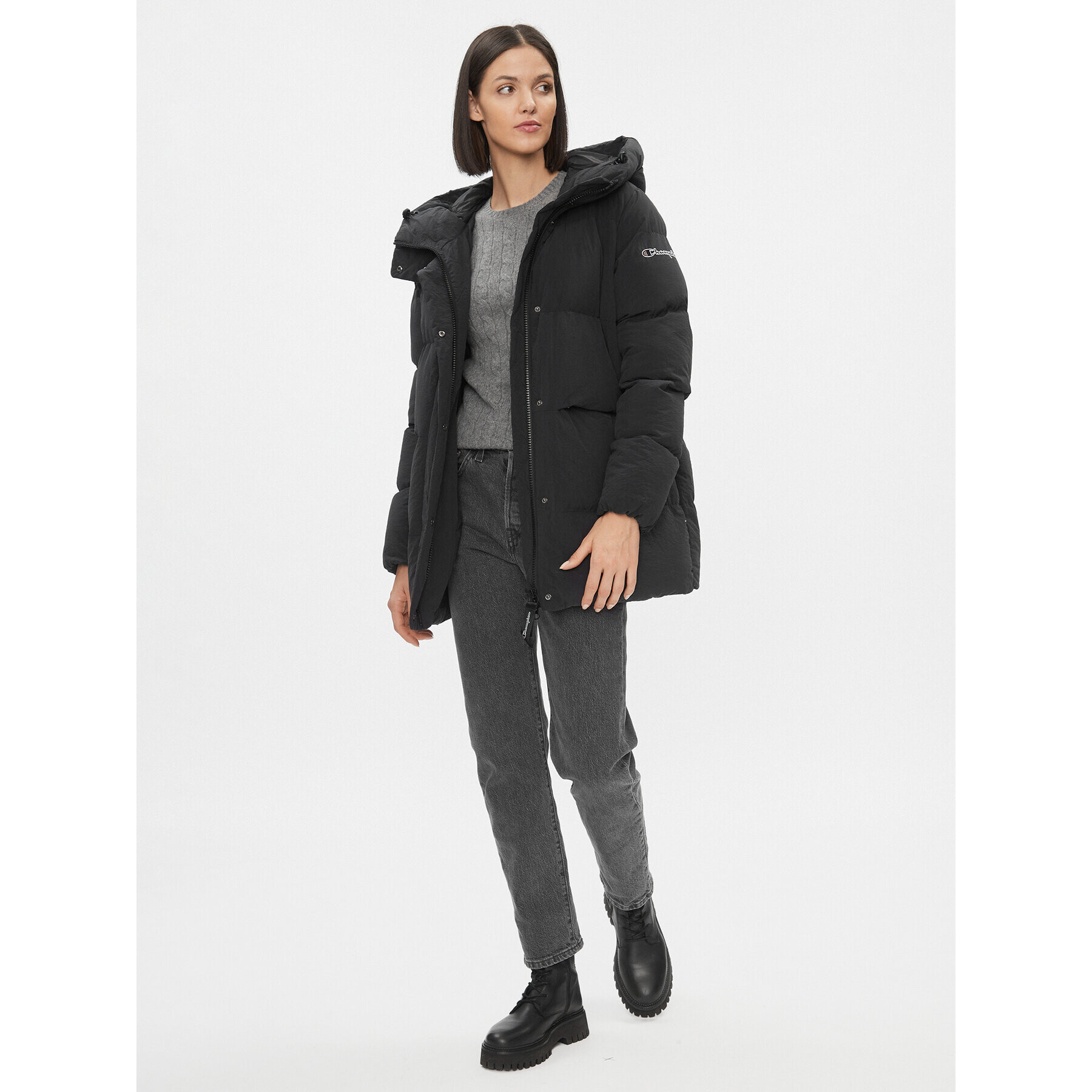 Champion Пухено яке 114579 Черен Regular Fit - Pepit.bg