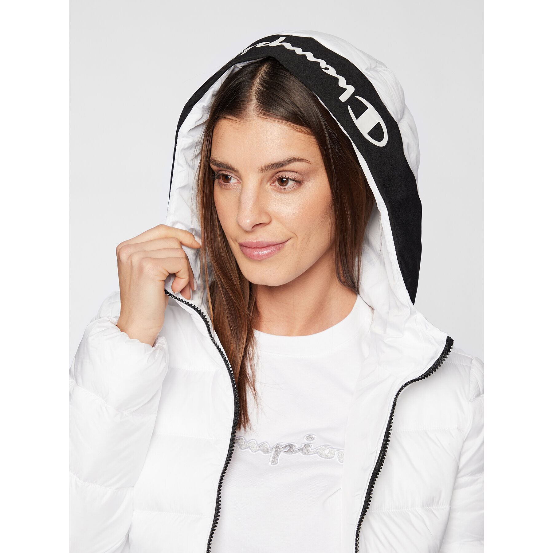 Champion Пухено яке 115753 Бял Regular Fit - Pepit.bg