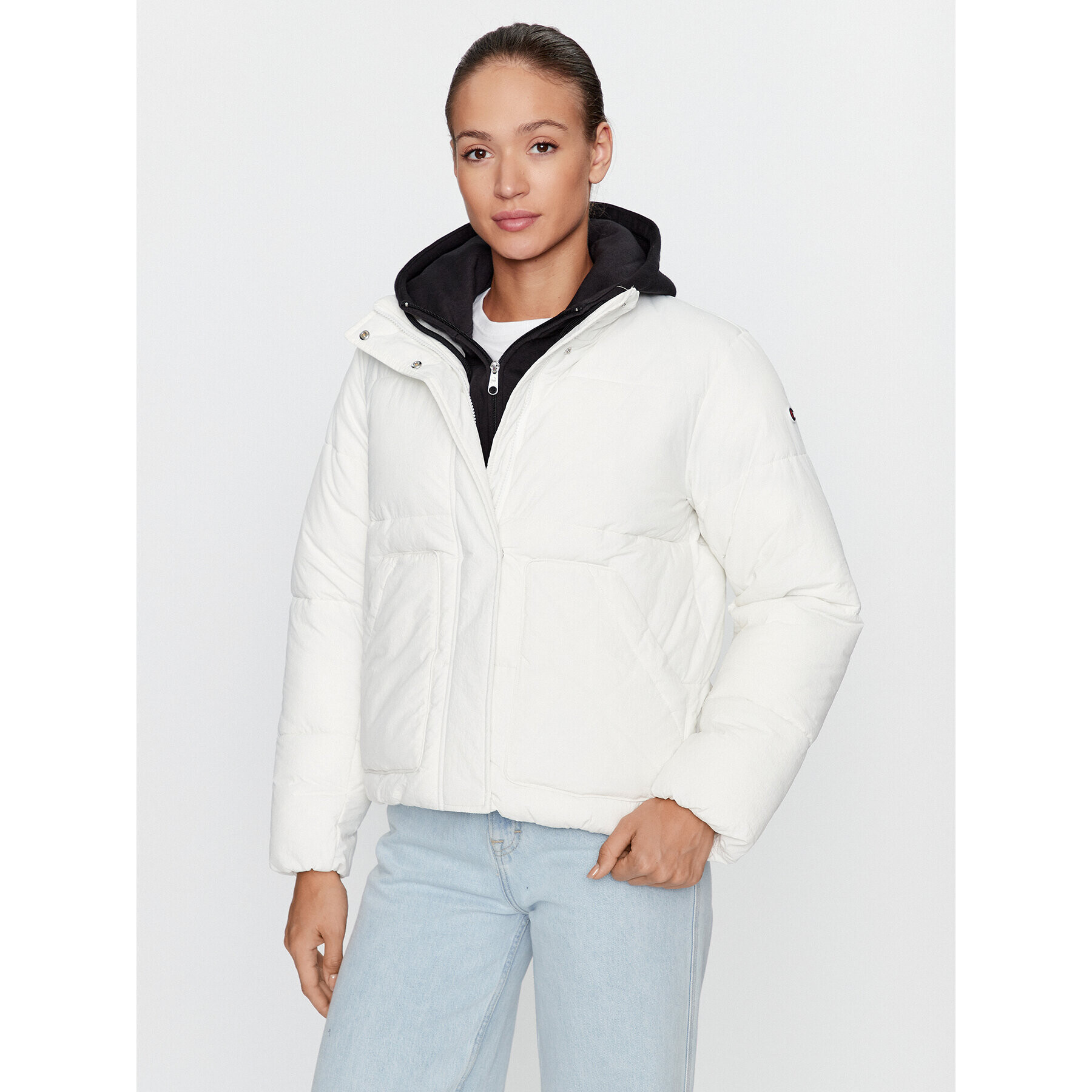 Champion Пухено яке Jacket 116922 Екрю Custom Fit - Pepit.bg