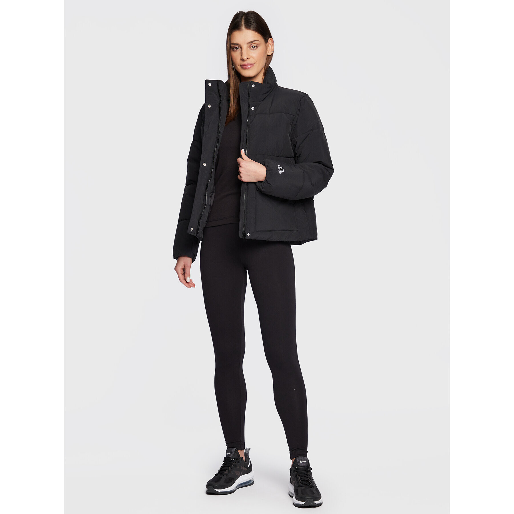 Champion Пухено яке Logo 115759 Черен Custom Fit - Pepit.bg