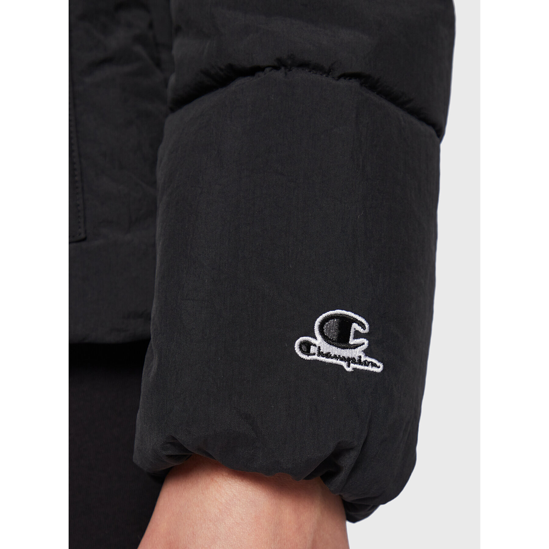 Champion Пухено яке Logo 115759 Черен Custom Fit - Pepit.bg