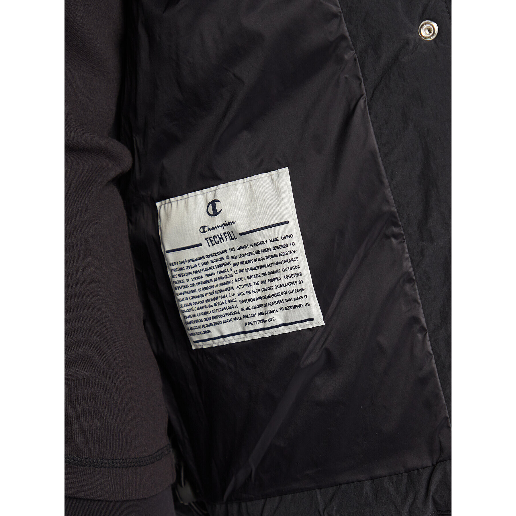Champion Пухено яке Logo 115759 Черен Custom Fit - Pepit.bg