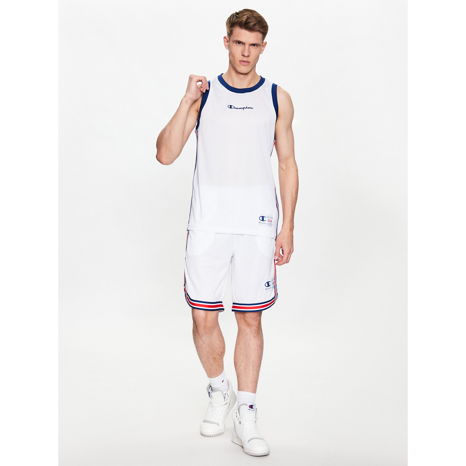 Champion Спортни шорти 218770 Бял Regular Fit - Pepit.bg