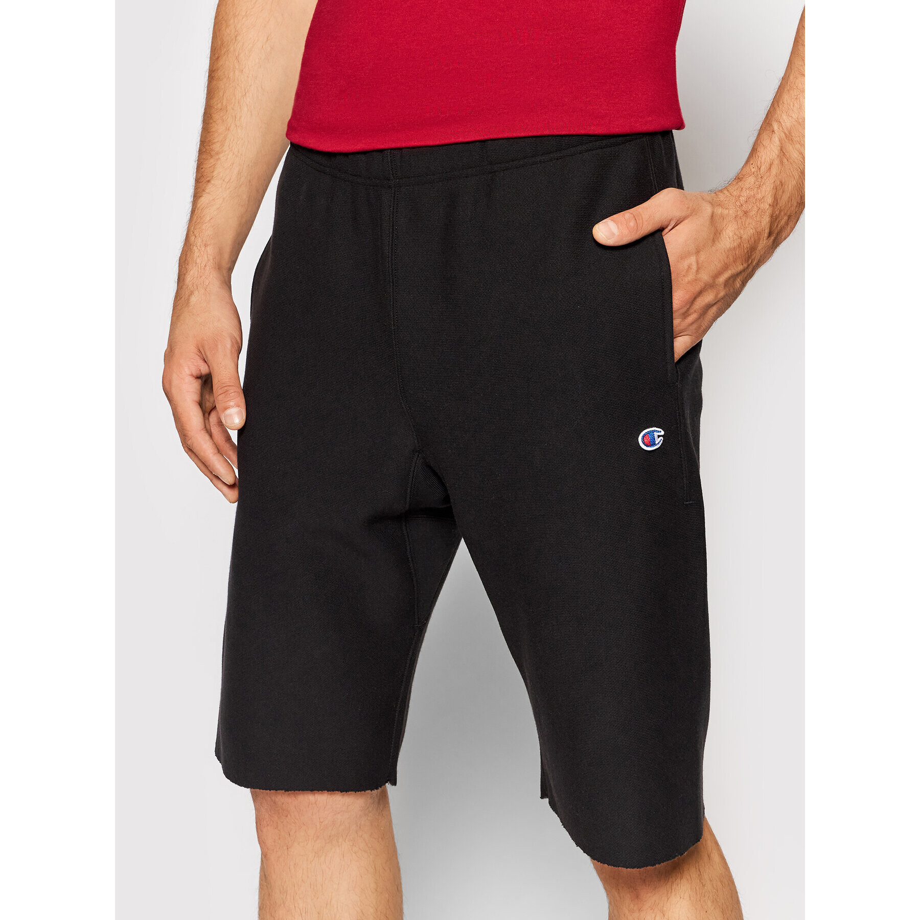 Champion Спортни шорти Logo 216543 Черен Custom Fit - Pepit.bg