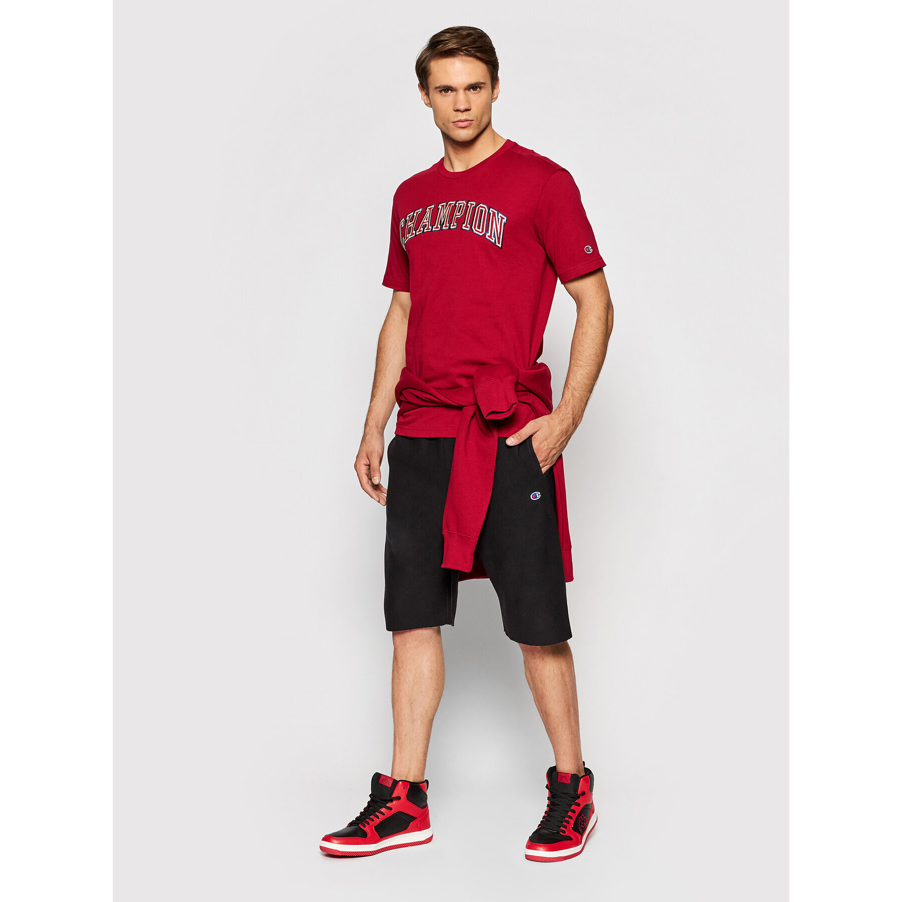 Champion Спортни шорти Logo 216543 Черен Custom Fit - Pepit.bg