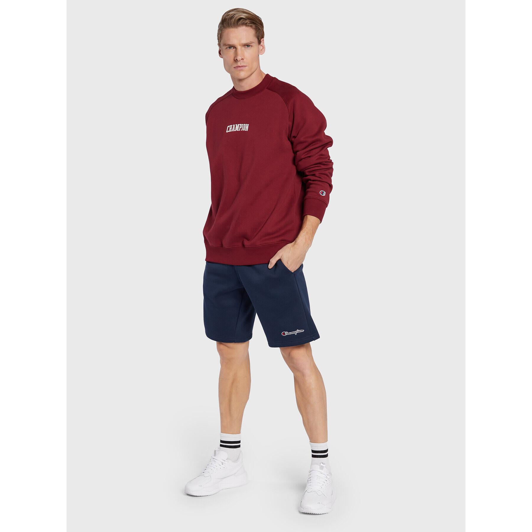 Champion Спортни шорти Small Embroidery Script 218295 Тъмносин Regular Fit - Pepit.bg