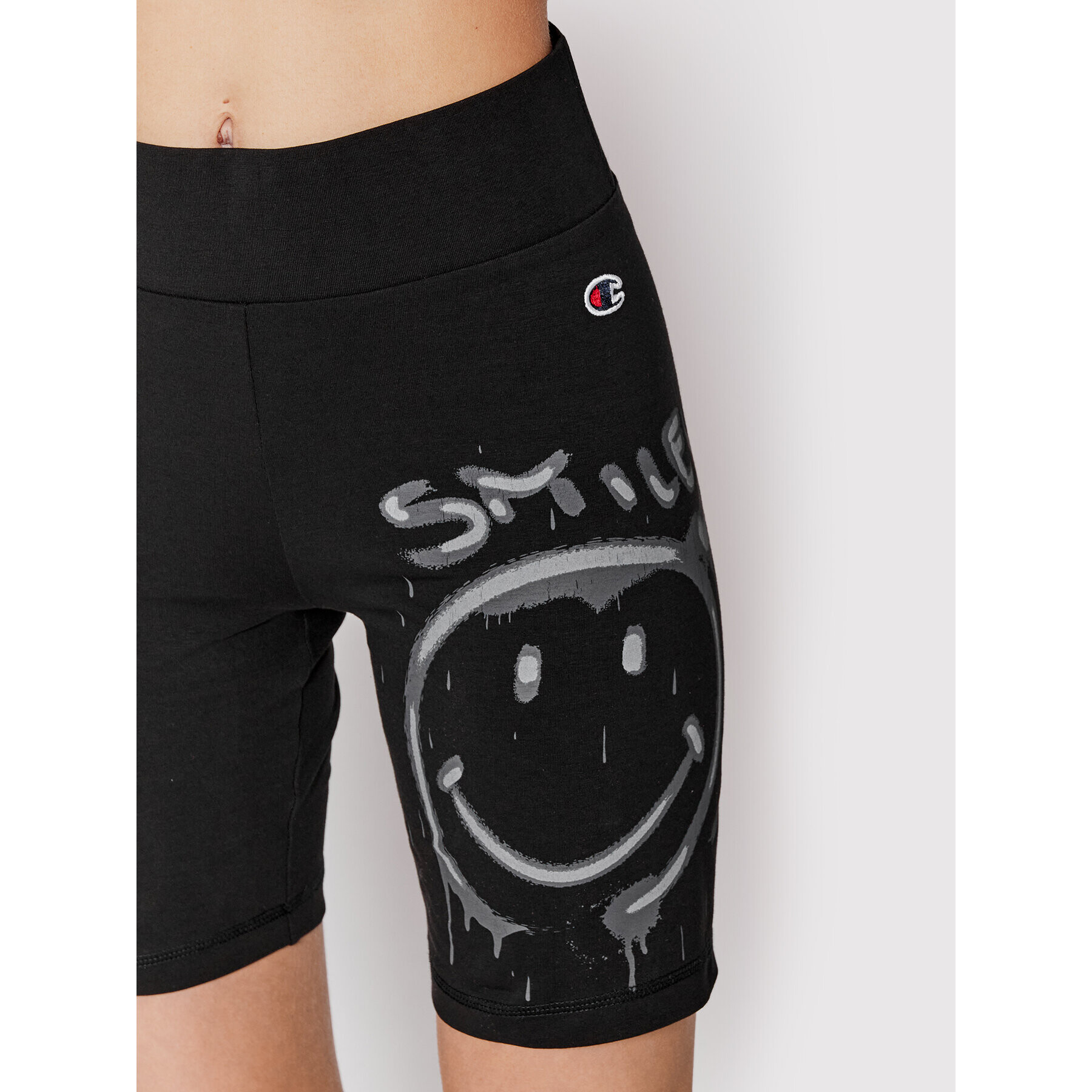 Champion Спортни шорти SMILEY 50th Anniversary Edition Graffiti Print 115938 Черен Skinny Fit - Pepit.bg