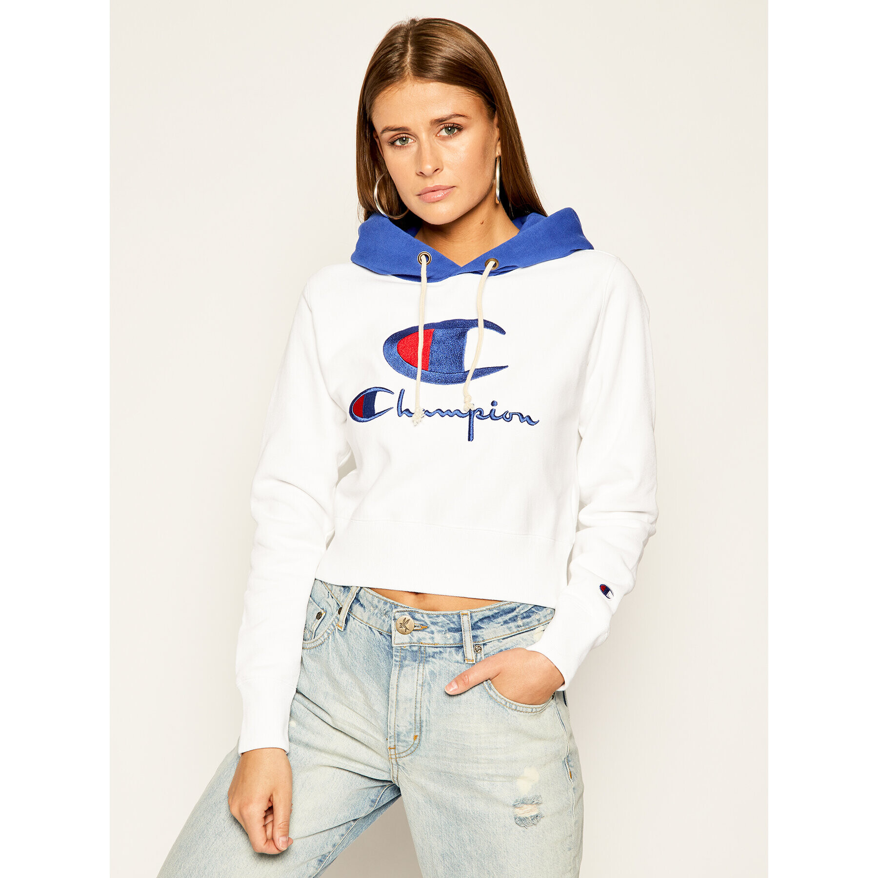 Champion Суитшърт 112534 WW001 Бял Regular Fit - Pepit.bg