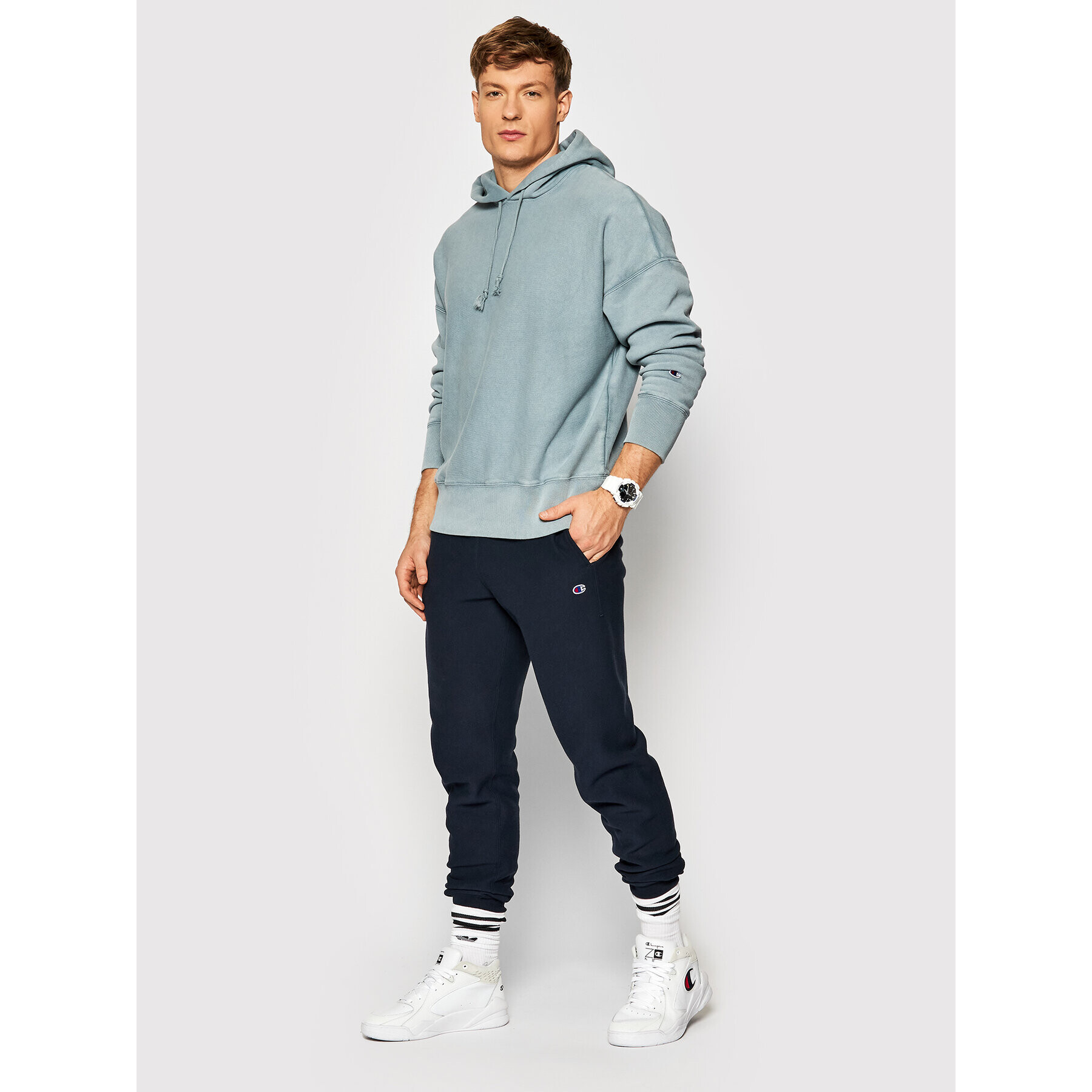 Champion Суитшърт Acid Wash 216489 Зелен Oversize - Pepit.bg